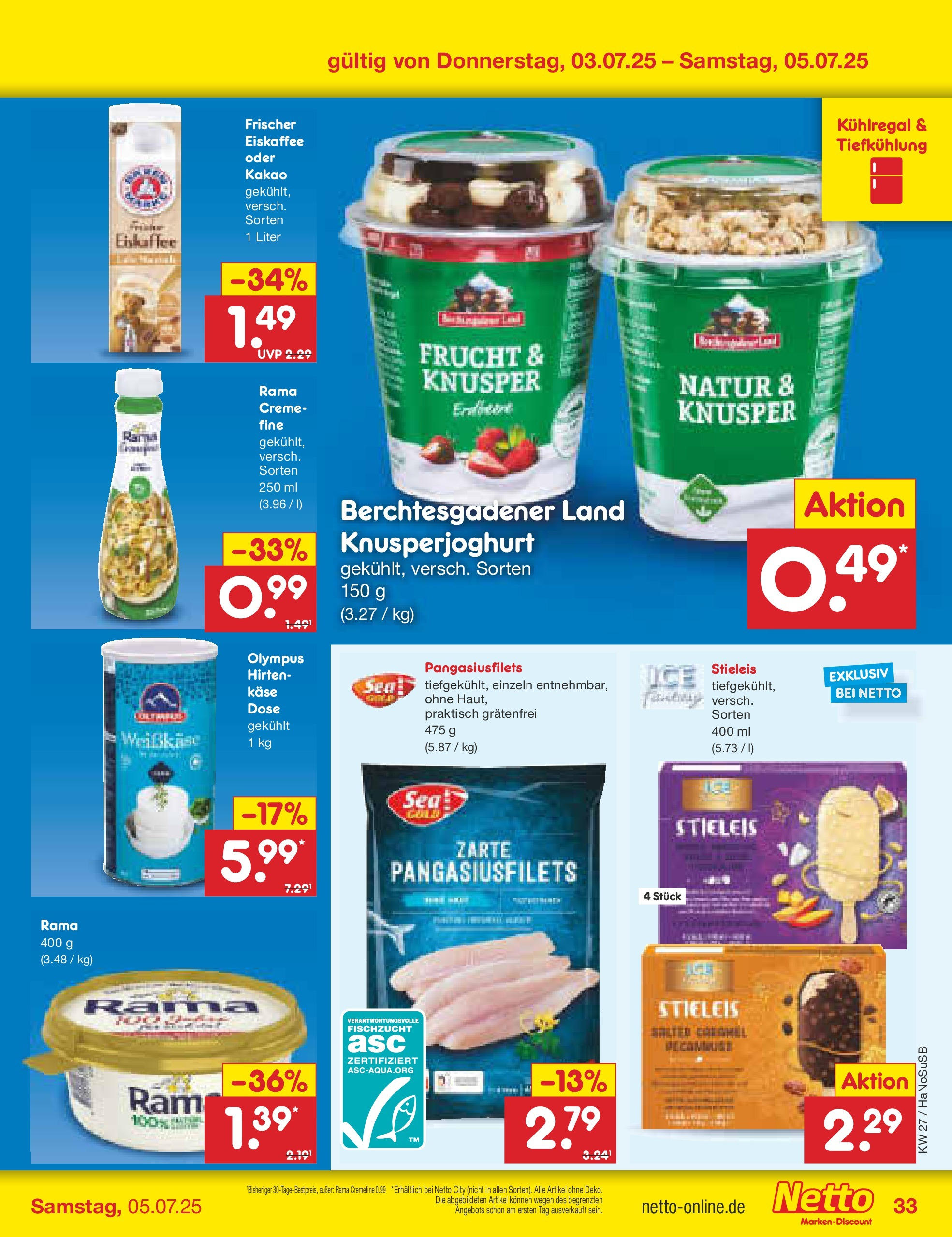 Netto Marken-Discount prospekt Schwerte-Geisecke	 (ab 29.06.2025) » Angebote | Seite: 53 | Produkte: Feta, Käse, Rama cremefine, Creme