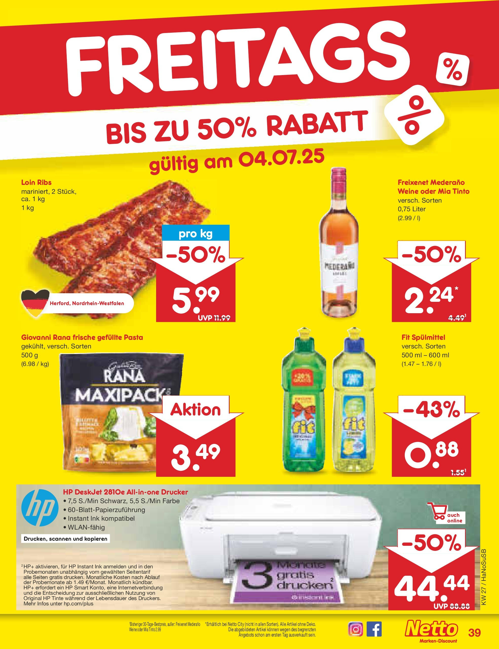Netto Marken-Discount prospekt Schwerte-Geisecke	 (ab 29.06.2025) » Angebote | Seite: 61 | Produkte: HP, Freixenet, Pasta, Drucker