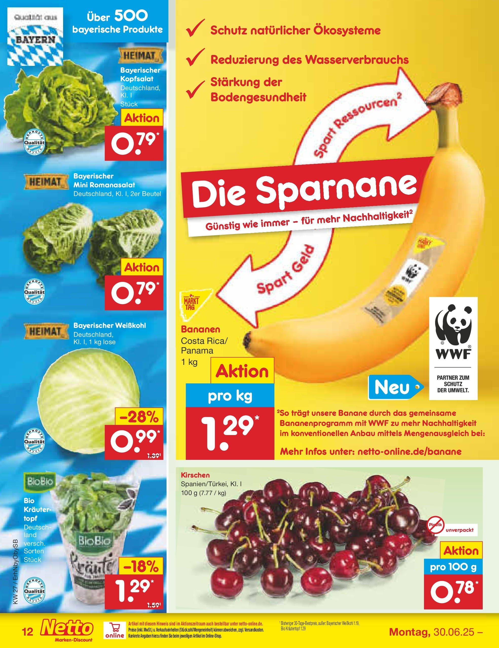 Netto Marken-Discount prospekt Mauern	 (ab 29.06.2025) » Angebote | Seite: 14 | Produkte: Bananen, Kirschen