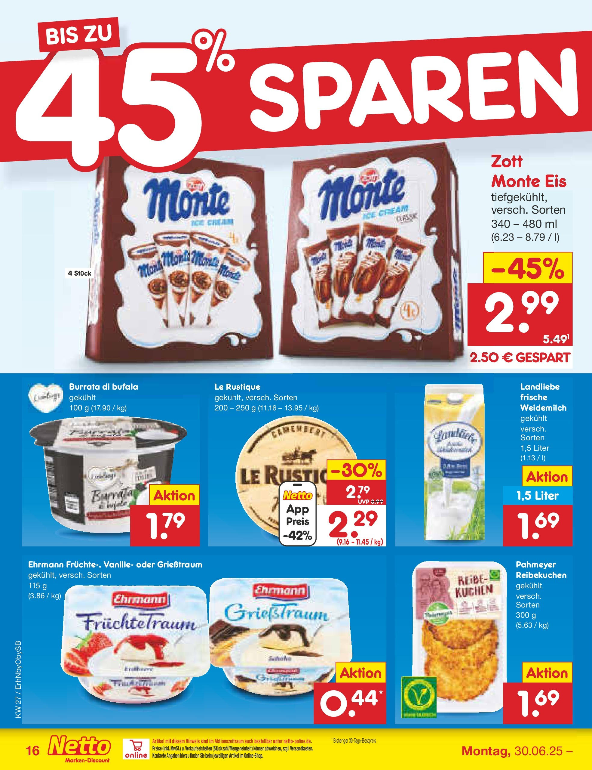 Netto Marken-Discount prospekt Mauern	 (ab 29.06.2025) » Angebote | Seite: 18 | Produkte: Burrata, Kuchen, Eis