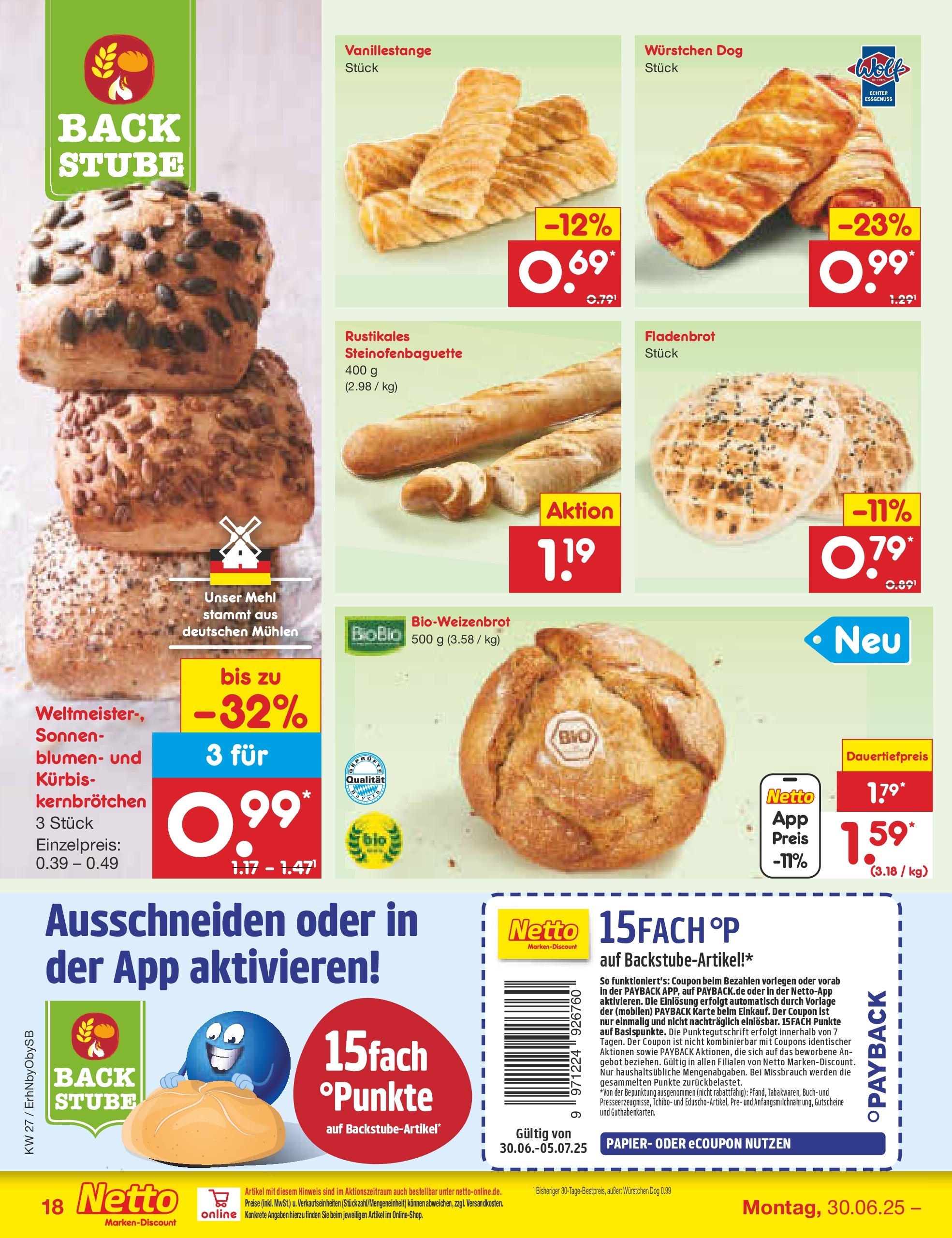 Netto Marken-Discount prospekt Mauern	 (ab 29.06.2025) » Angebote | Seite: 20 | Produkte: Mehl, Blumen, Baguette, Kürbis