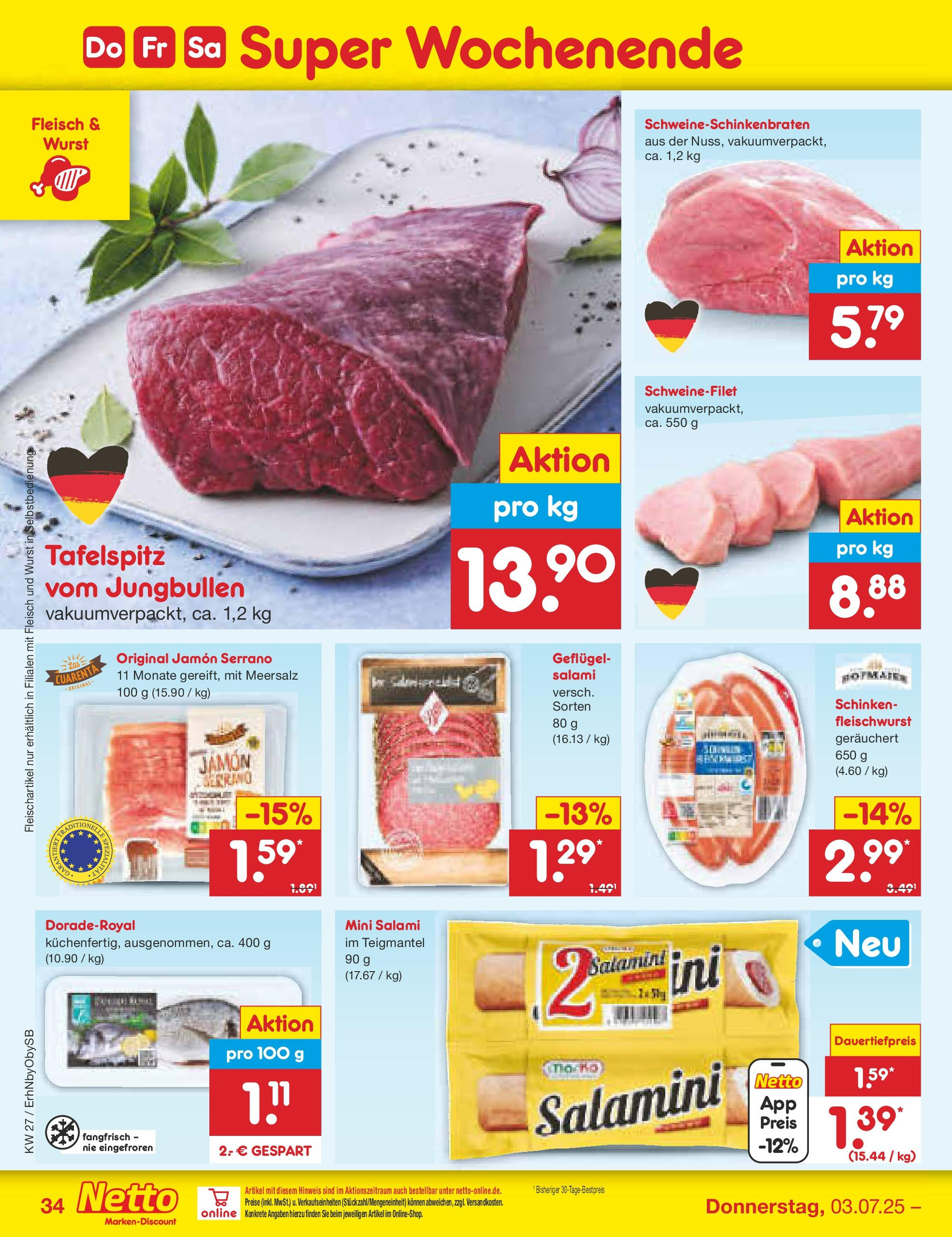 Netto Marken-Discount prospekt Mauern	 (ab 29.06.2025) » Angebote | Seite: 54 | Produkte: Wurst, Salami, Schinken, Fleisch
