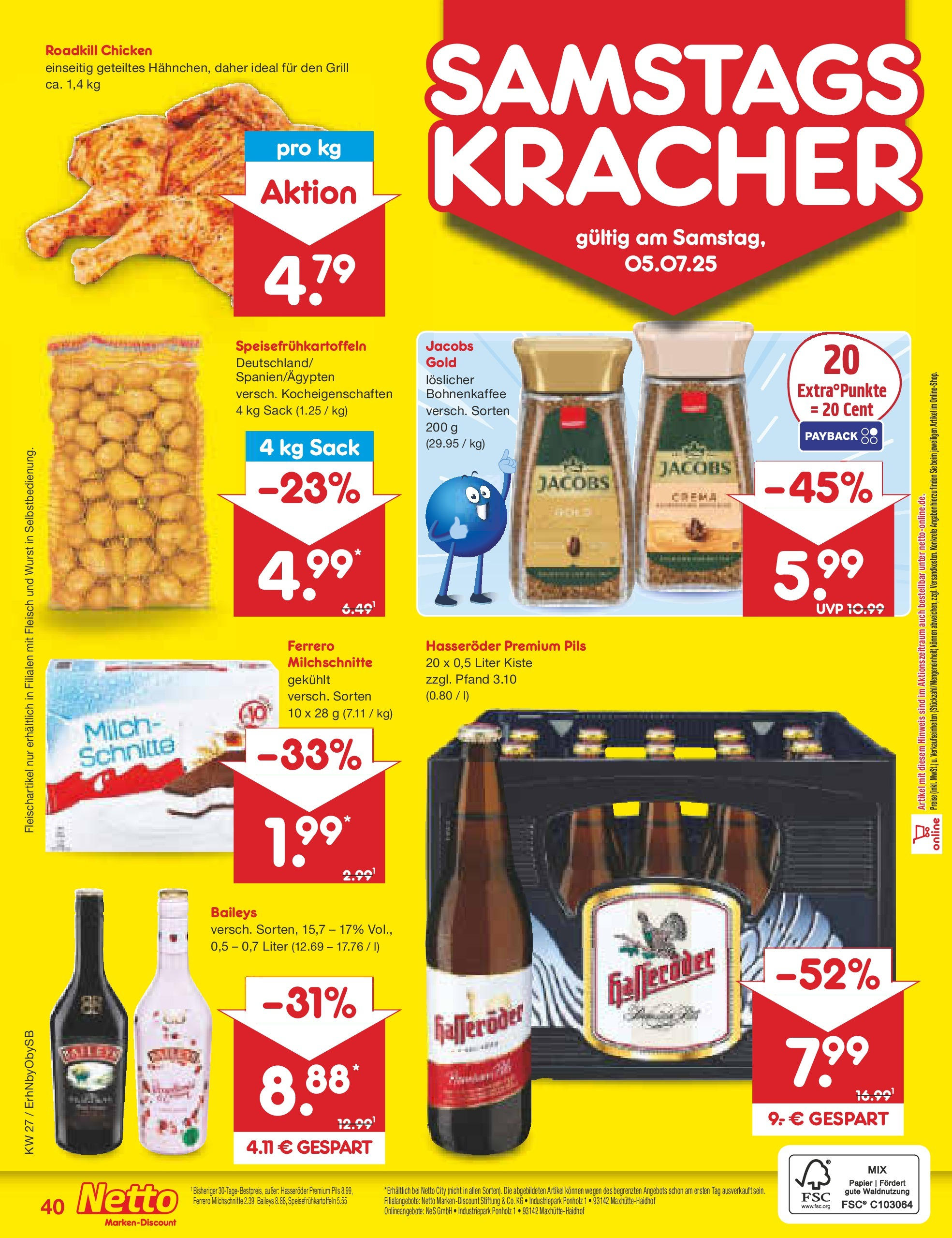 Netto Marken-Discount prospekt Mauern	 (ab 29.06.2025) » Angebote | Seite: 62 | Produkte: Milch, Wurst, Hasseröder, Fleisch