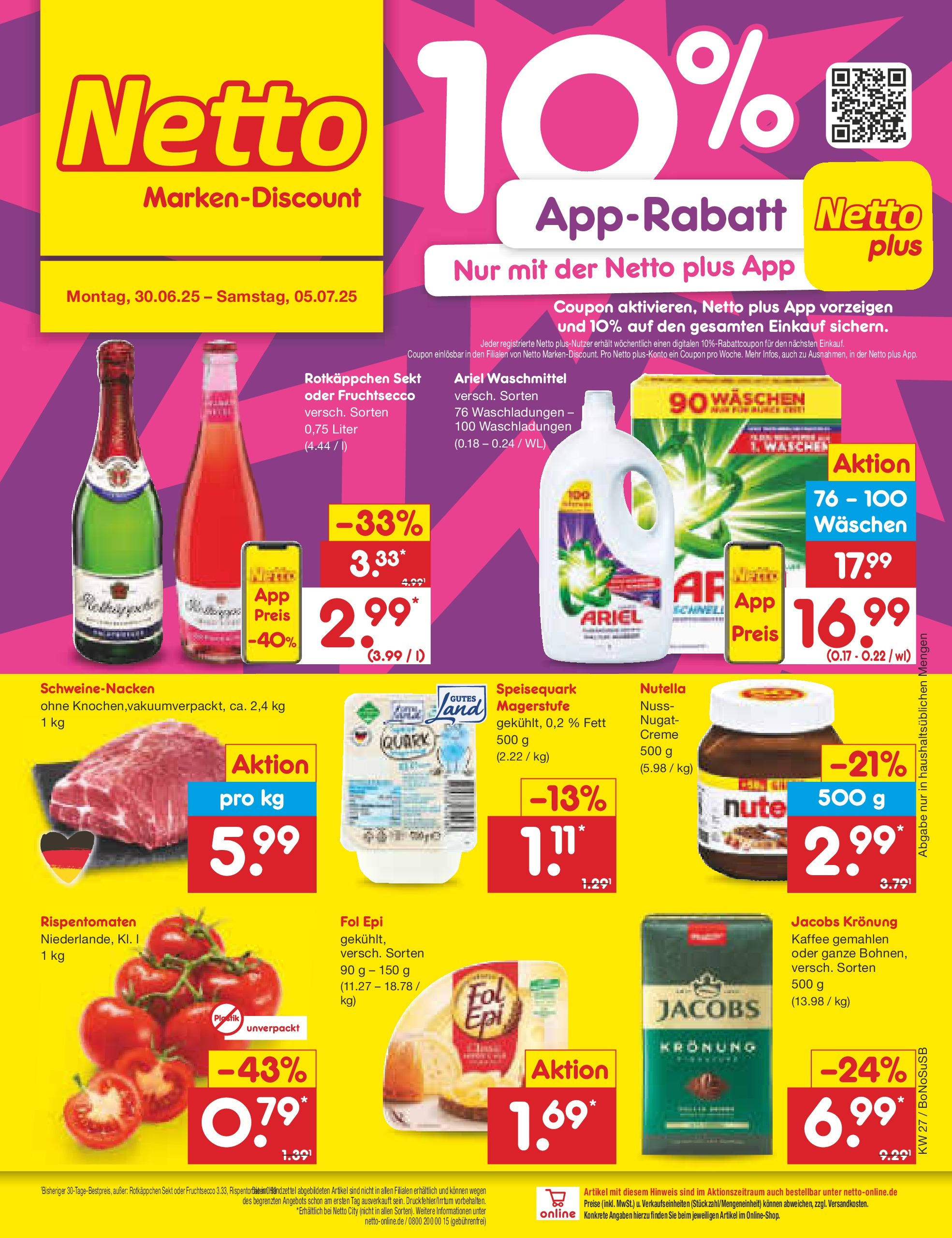 Netto Marken-Discount prospekt Stadtlohn	 (ab 29.06.2025) » Angebote | Seite: 1 | Produkte: Quark, Ariel, Kaffee, Rotkäppchen