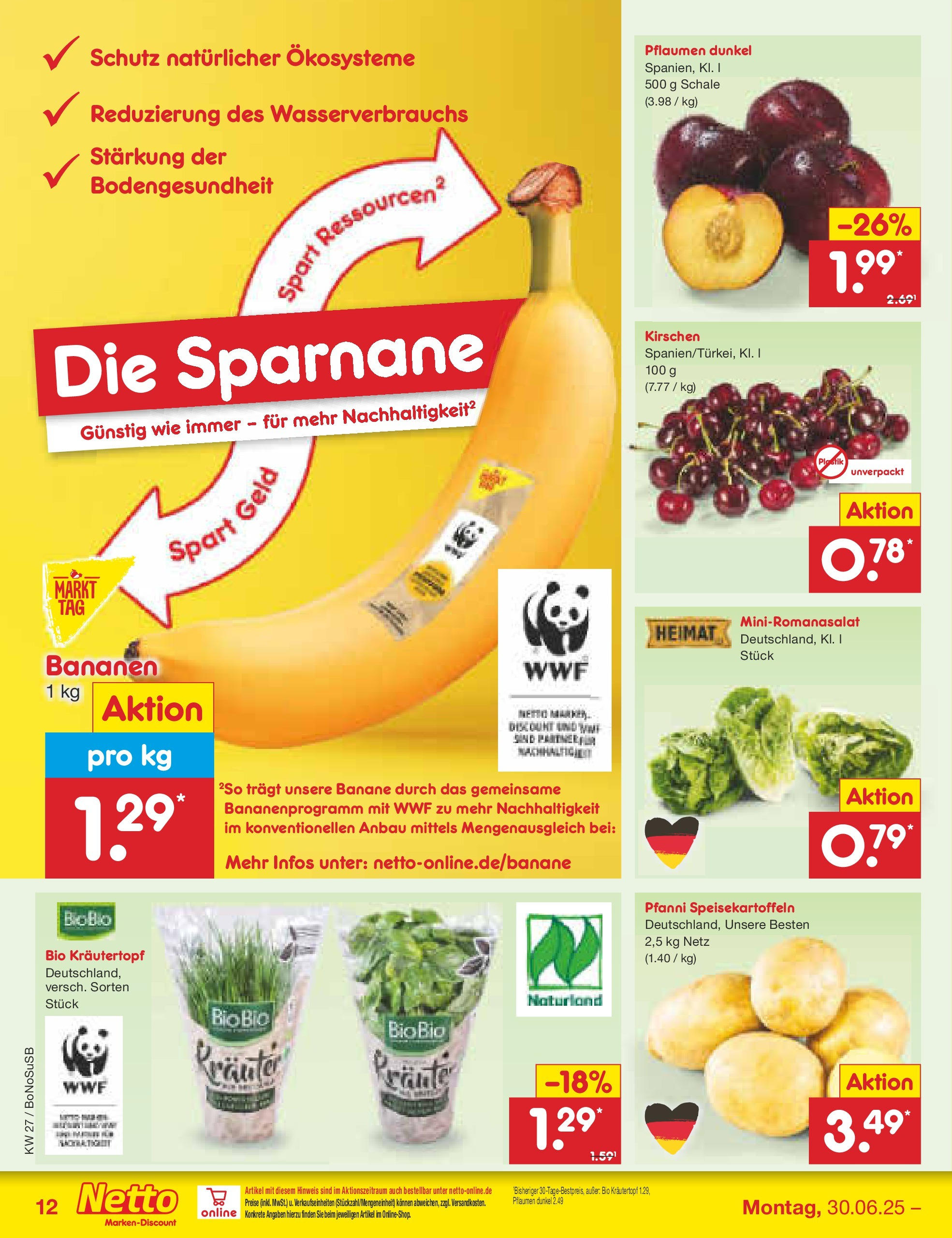 Netto Marken-Discount prospekt Stadtlohn	 (ab 29.06.2025) » Angebote | Seite: 14 | Produkte: Pflaumen, Bananen, Kirschen