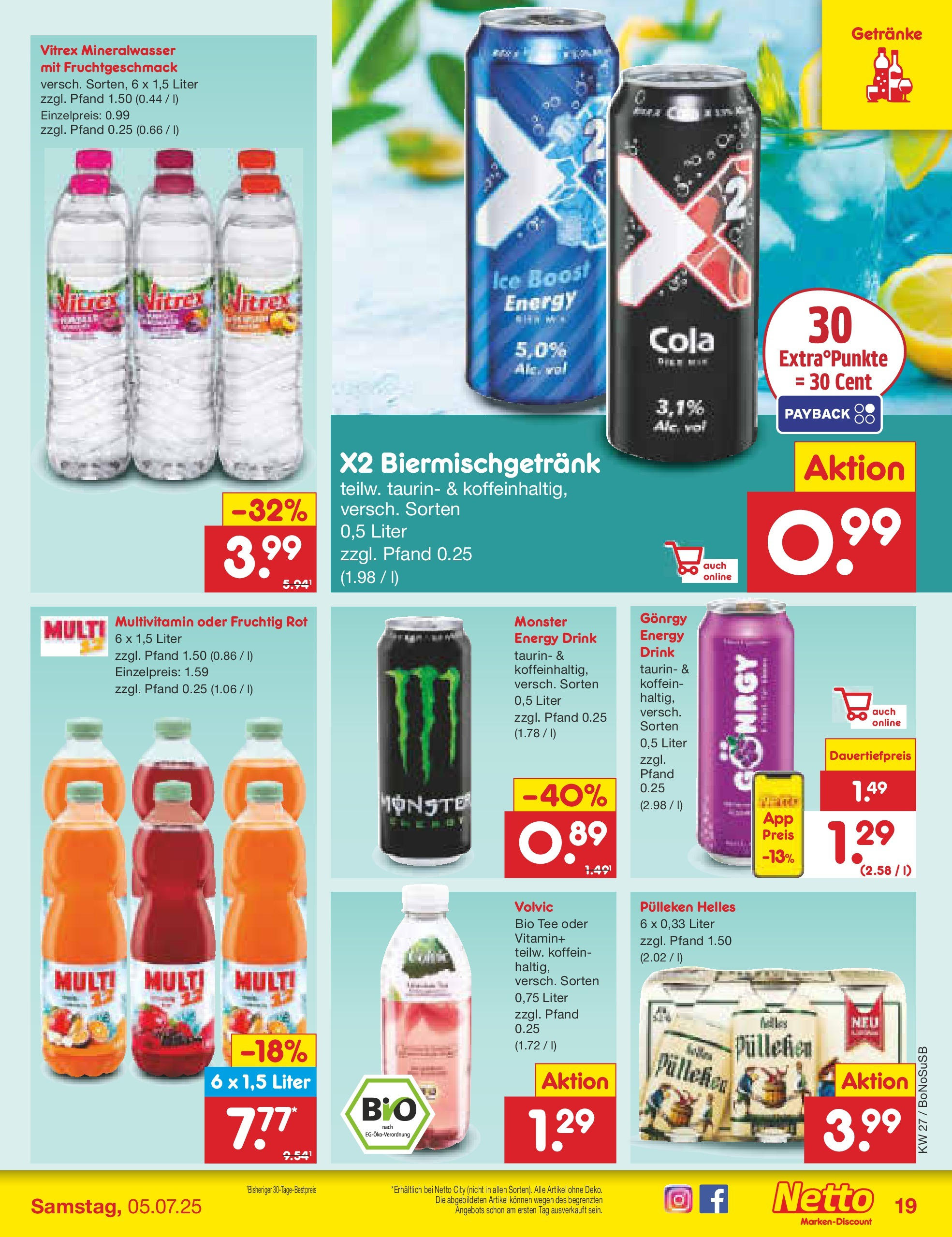 Netto Marken-Discount prospekt Stadtlohn	 (ab 29.06.2025) » Angebote | Seite: 23 | Produkte: Cola, Mineralwasser, Tee, Volvic