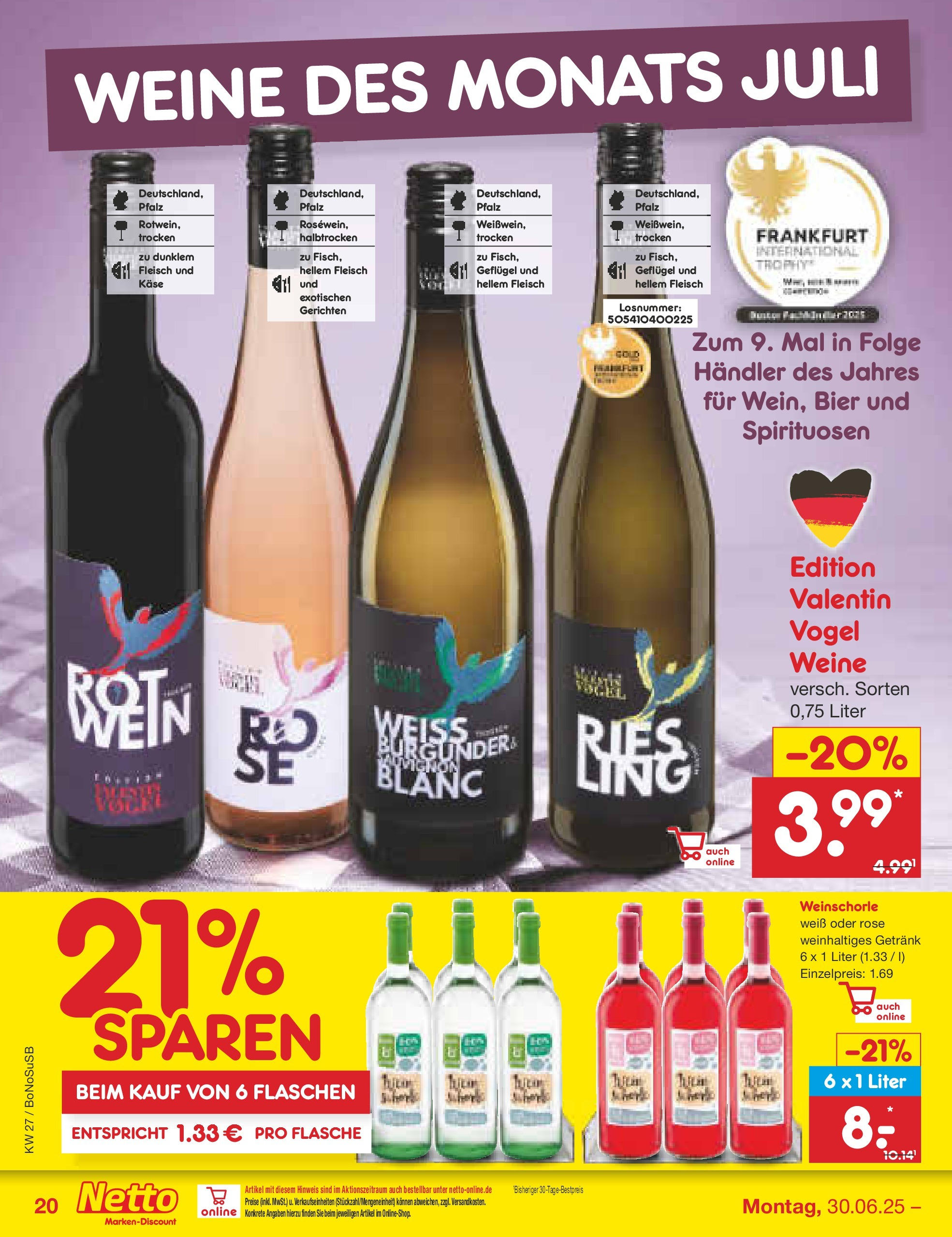 Netto Marken-Discount prospekt Stadtlohn	 (ab 29.06.2025) » Angebote | Seite: 24 | Produkte: Käse, Bier, Weinschorle, Fleisch