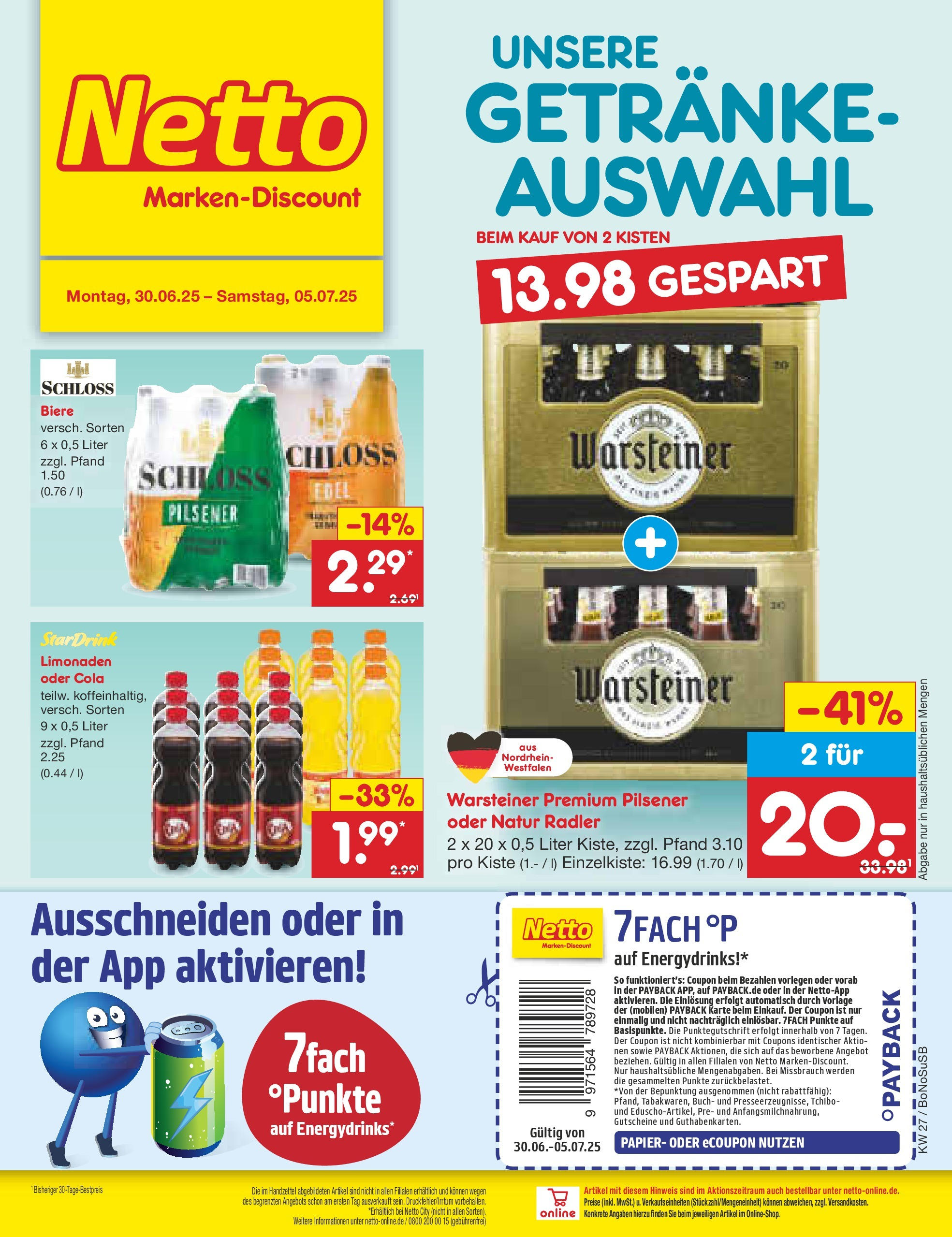 Netto Marken-Discount prospekt Stadtlohn	 (ab 29.06.2025) » Angebote | Seite: 28 | Produkte: Cola, Radler, Warsteiner