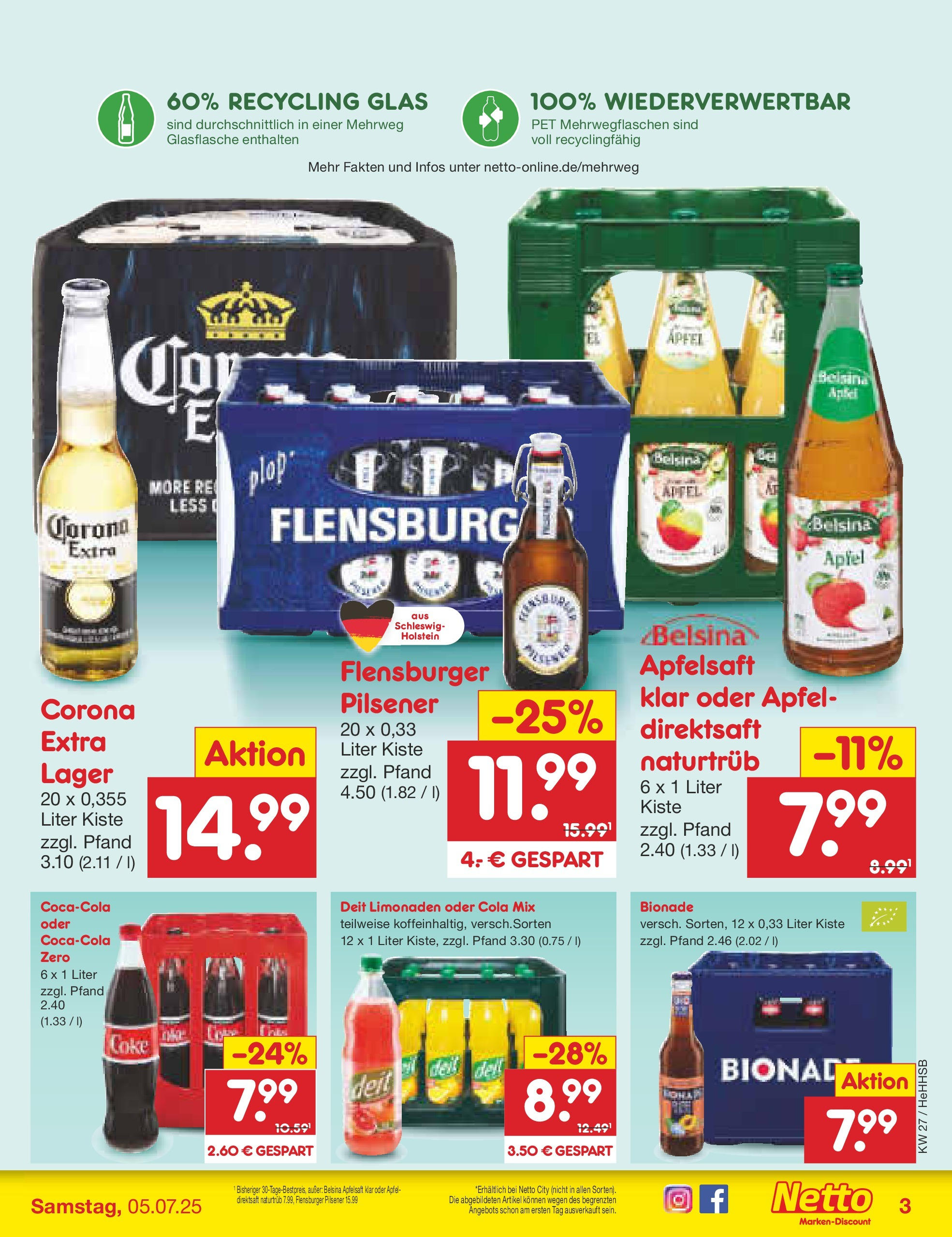 Netto Marken-Discount prospekt Hamburg	 (ab 29.06.2025) » Angebote | Seite: 31 | Produkte: Äpfel, Apfelsaft, Apple, Flensburger