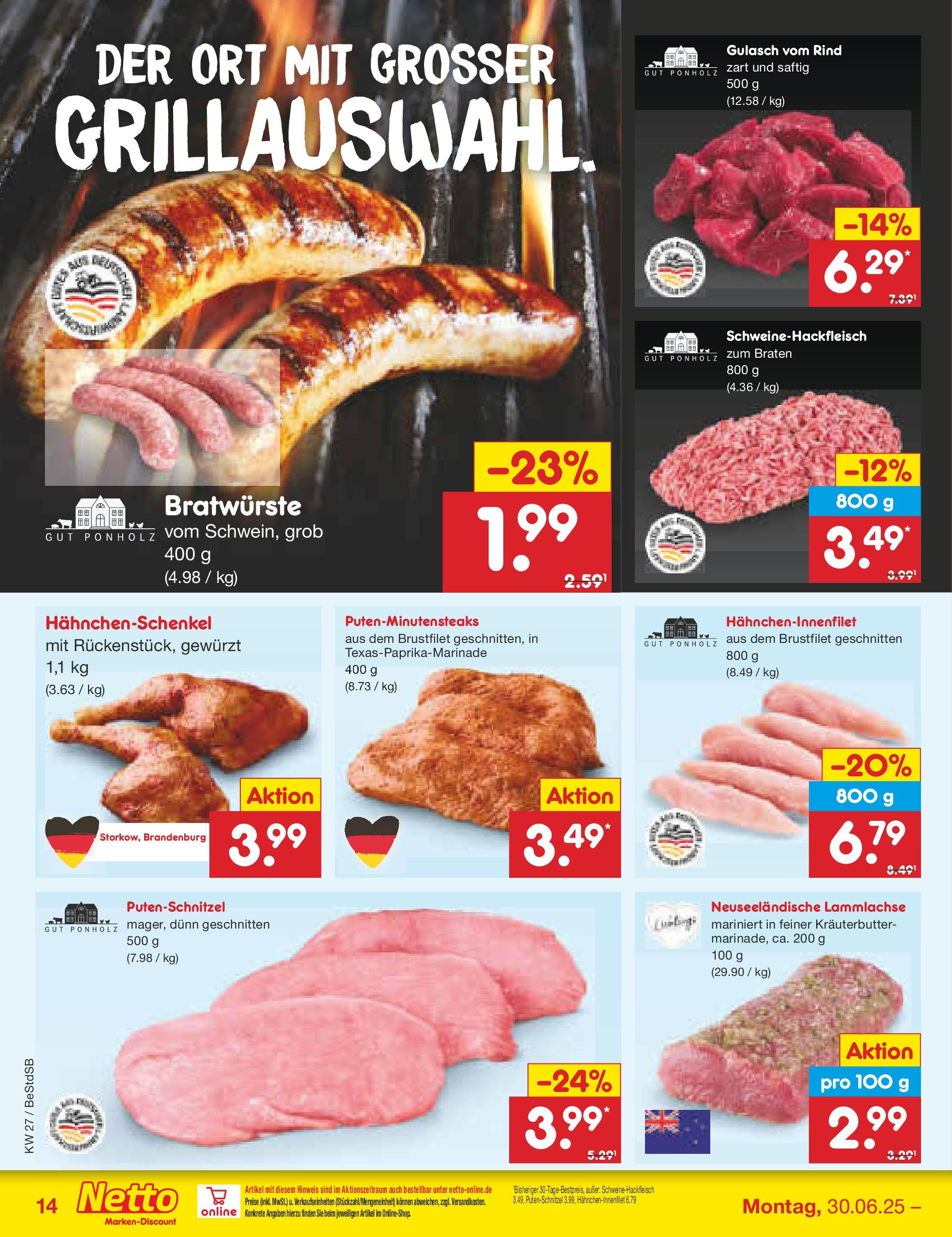 Netto Marken-Discount prospekt Berlin-Spandau (ab 29.06.2025) » Angebote | Seite: 16 | Produkte: Hahnchenschenkel, Kräuterbutter, Gulasch, Putenschnitzel Netto Marken-Discount prospekt Berlin-Spandau (ab 29.06.2025) » Angebote | Seite: 16 | Produkte: Hahnchenschenkel, Kräuterbutter, Gulasch, Putenschnitzel