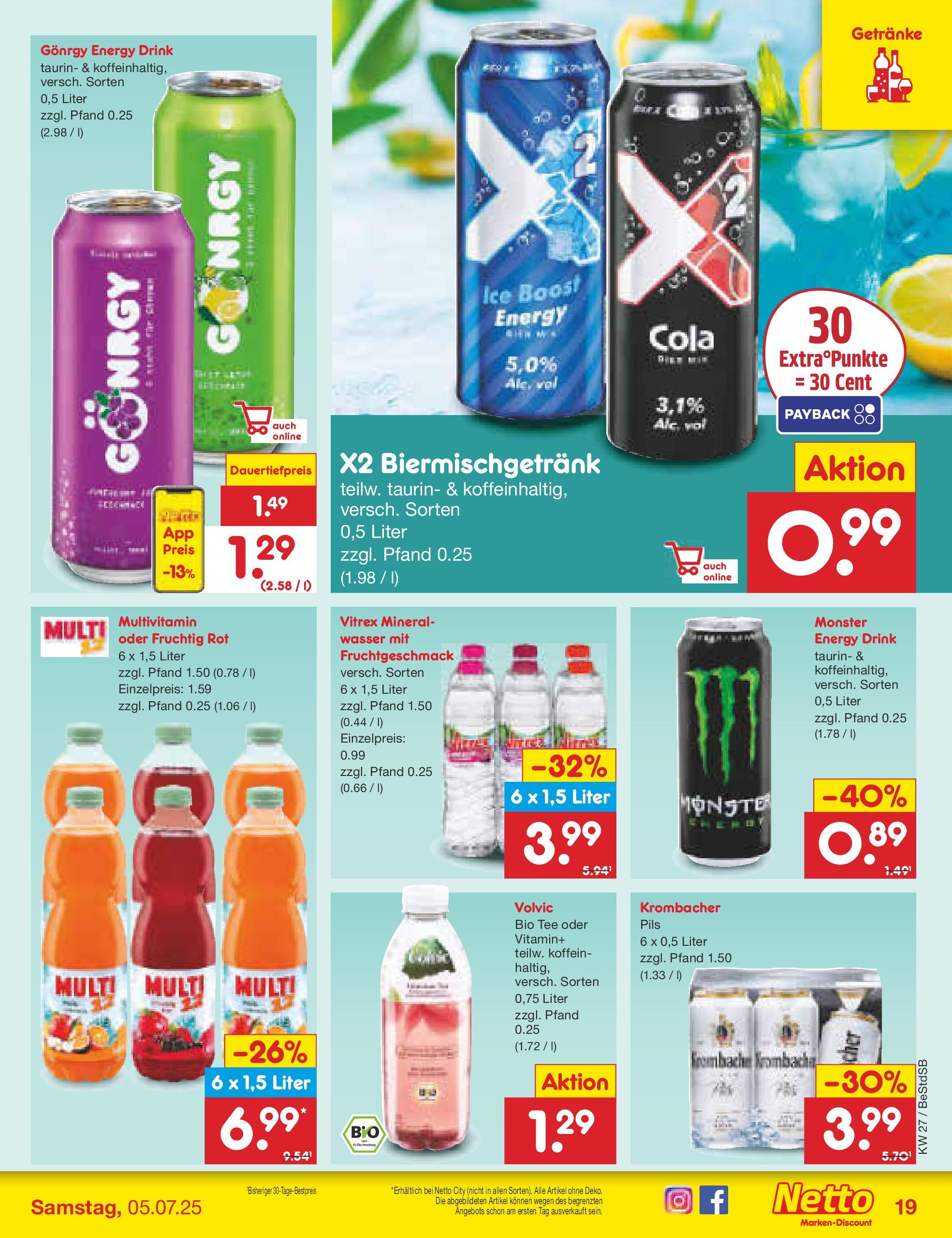 Netto Marken-Discount prospekt Berlin-Spandau (ab 29.06.2025) » Angebote | Seite: 23 | Produkte: Cola, Wasser, Krombacher, Volvic Netto Marken-Discount prospekt Berlin-Spandau (ab 29.06.2025) » Angebote | Seite: 23 | Produkte: Cola, Wasser, Krombacher, Volvic