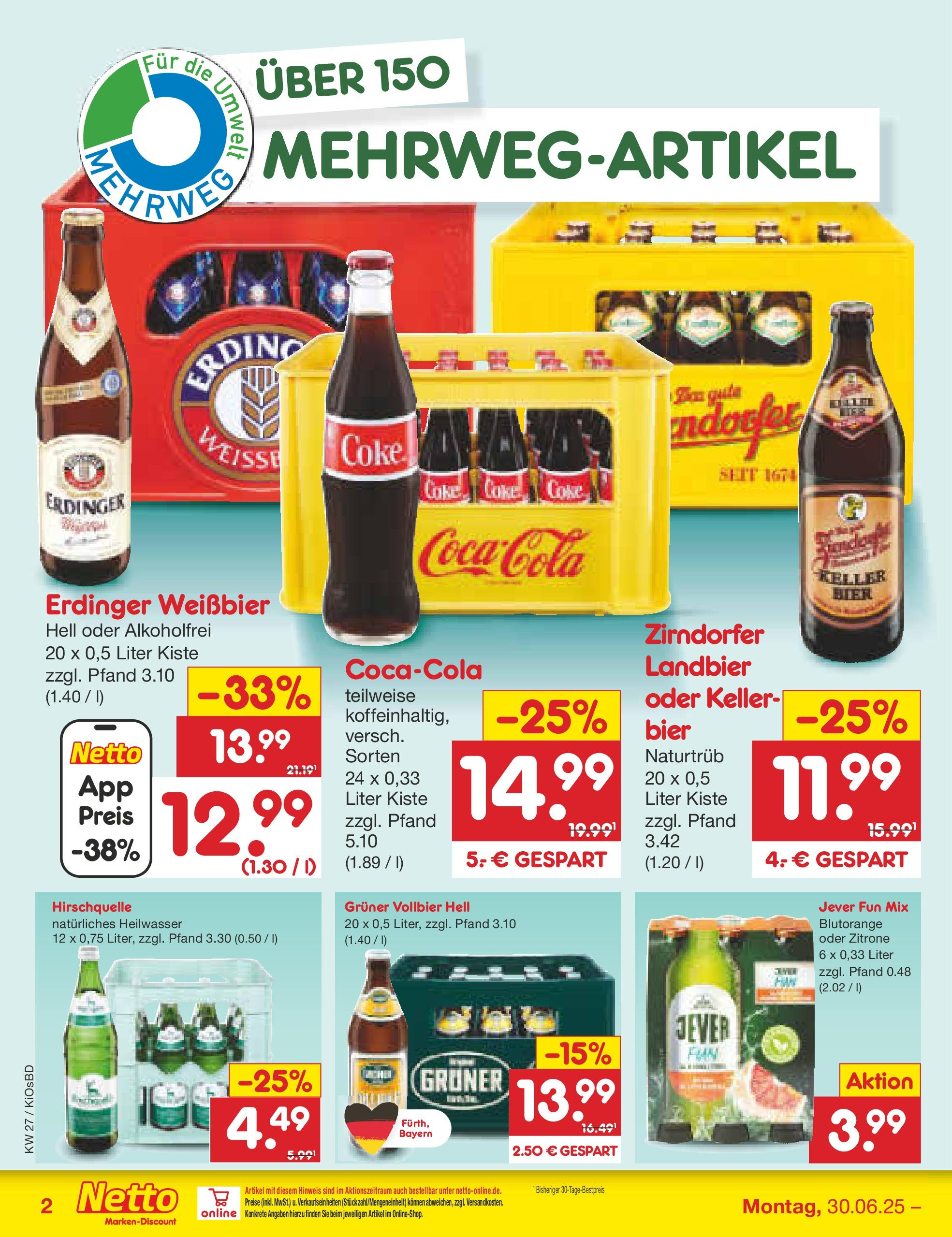 Netto Marken-Discount prospekt Mistelbach (ab 29.06.2025) » Angebote | Seite: 30 | Produkte: Erdinger, Bier, Weißbier, Zitrone Netto Marken-Discount prospekt Mistelbach (ab 29.06.2025) » Angebote | Seite: 30 | Produkte: Erdinger, Bier, Weißbier, Zitrone