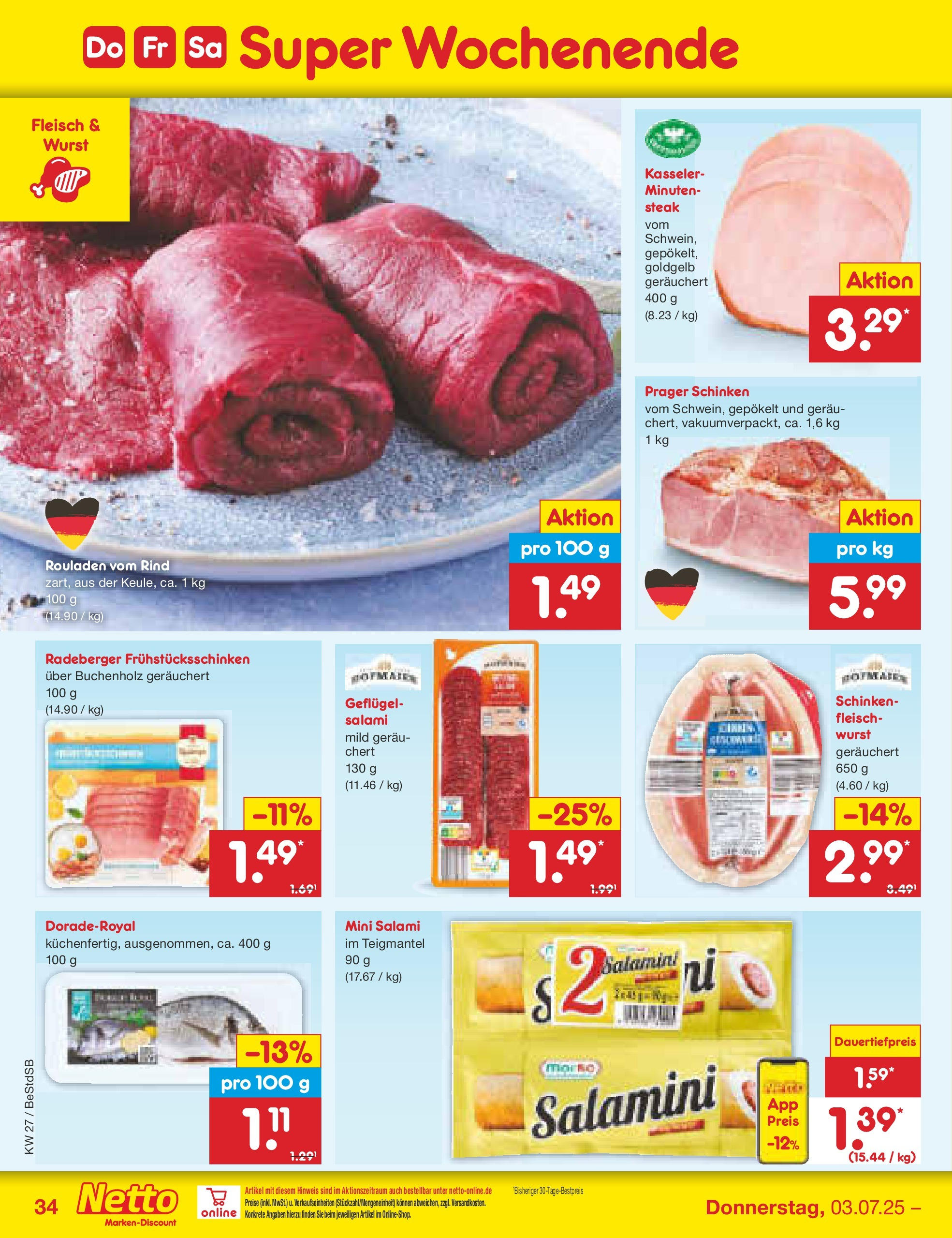 Netto Marken-Discount prospekt Berlin-Spandau (ab 29.06.2025) » Angebote | Seite: 54 | Produkte: Wurst, Schinken, Steak, Fleisch Netto Marken-Discount prospekt Berlin-Spandau (ab 29.06.2025) » Angebote | Seite: 54 | Produkte: Wurst, Schinken, Steak, Fleisch