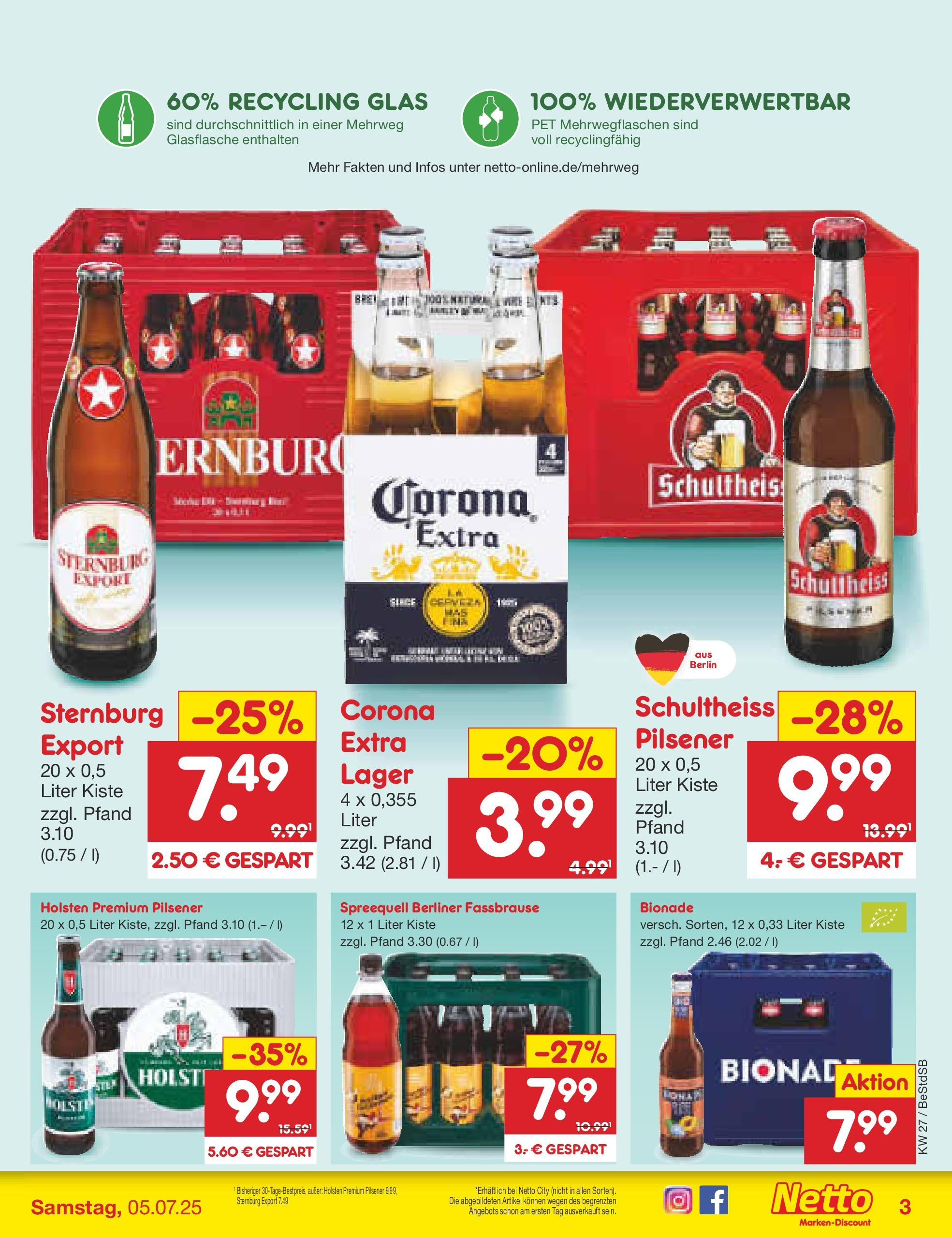 Netto Marken-Discount prospekt Berlin-Spandau (ab 29.06.2025) » Angebote | Seite: 31 | Produkte: Berliner, Holsten, Bionade, Fassbrause Netto Marken-Discount prospekt Berlin-Spandau (ab 29.06.2025) » Angebote | Seite: 31 | Produkte: Berliner, Holsten, Bionade, Fassbrause