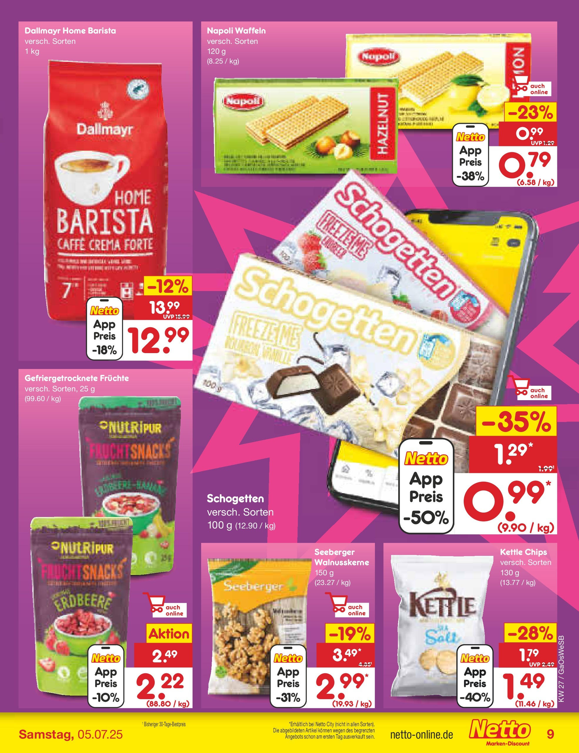 Netto Marken-Discount prospekt Bremen-Lesum	 (ab 29.06.2025) » Angebote | Seite: 11 | Produkte: Waffeln, Dallmayr, Schogetten, Chips