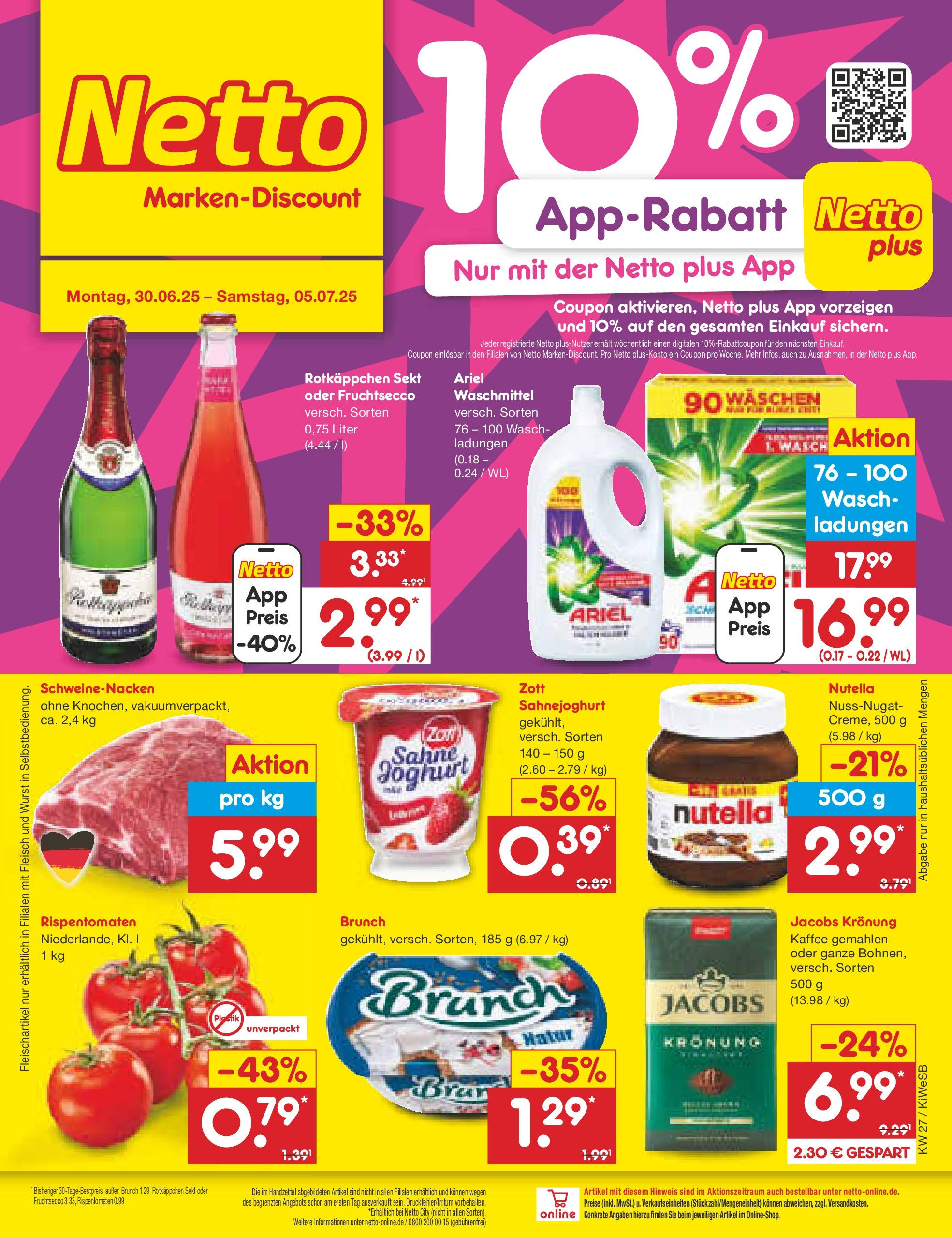 Netto Marken-Discount prospekt Bad Friedrichshall (ab 29.06.2025) » Angebote | Seite: 1 | Produkte: Joghurt, Ariel, Wurst, Fleisch Netto Marken-Discount prospekt Bad Friedrichshall (ab 29.06.2025) » Angebote | Seite: 1 | Produkte: Joghurt, Ariel, Wurst, Fleisch