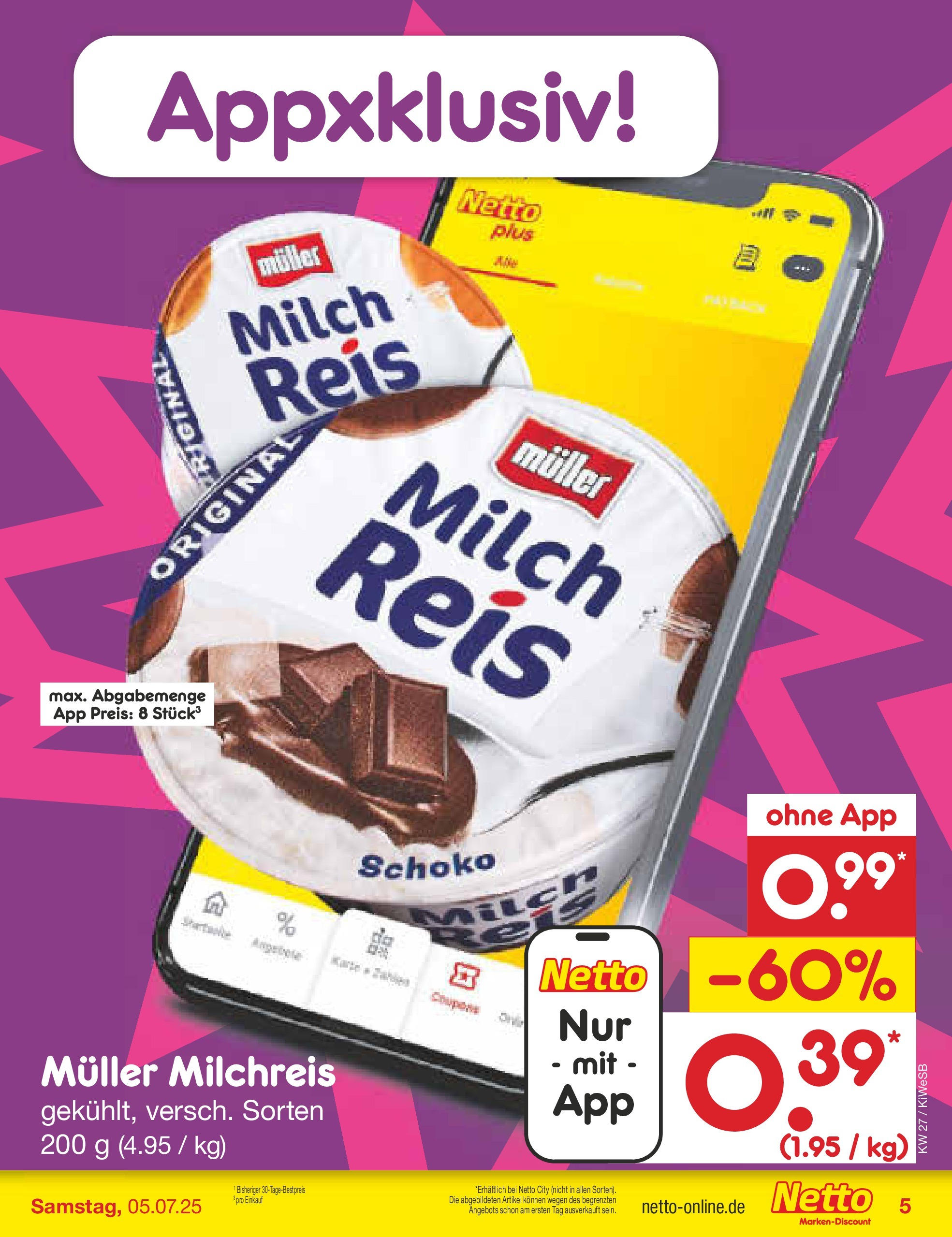 Netto Marken-Discount prospekt Bad Friedrichshall (ab 29.06.2025) » Angebote | Seite: 5 | Produkte: Milch, Pudding, Reis Netto Marken-Discount prospekt Bad Friedrichshall (ab 29.06.2025) » Angebote | Seite: 5 | Produkte: Milch, Pudding, Reis