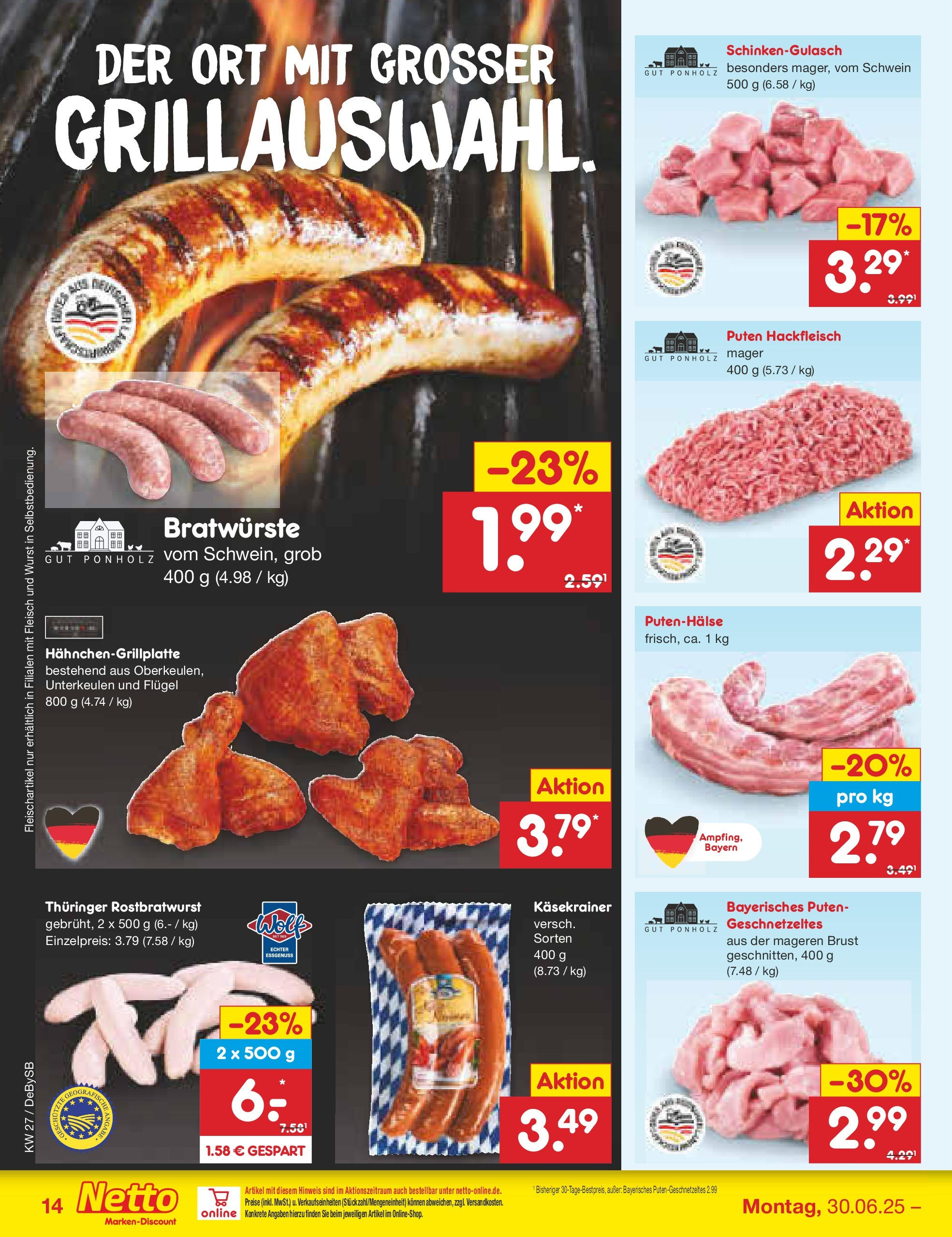 Netto Marken-Discount prospekt Thierhaupten	 (ab 29.06.2025) » Angebote | Seite: 16 | Produkte: Käsekrainer, Wurst, Fleisch, Hackfleisch