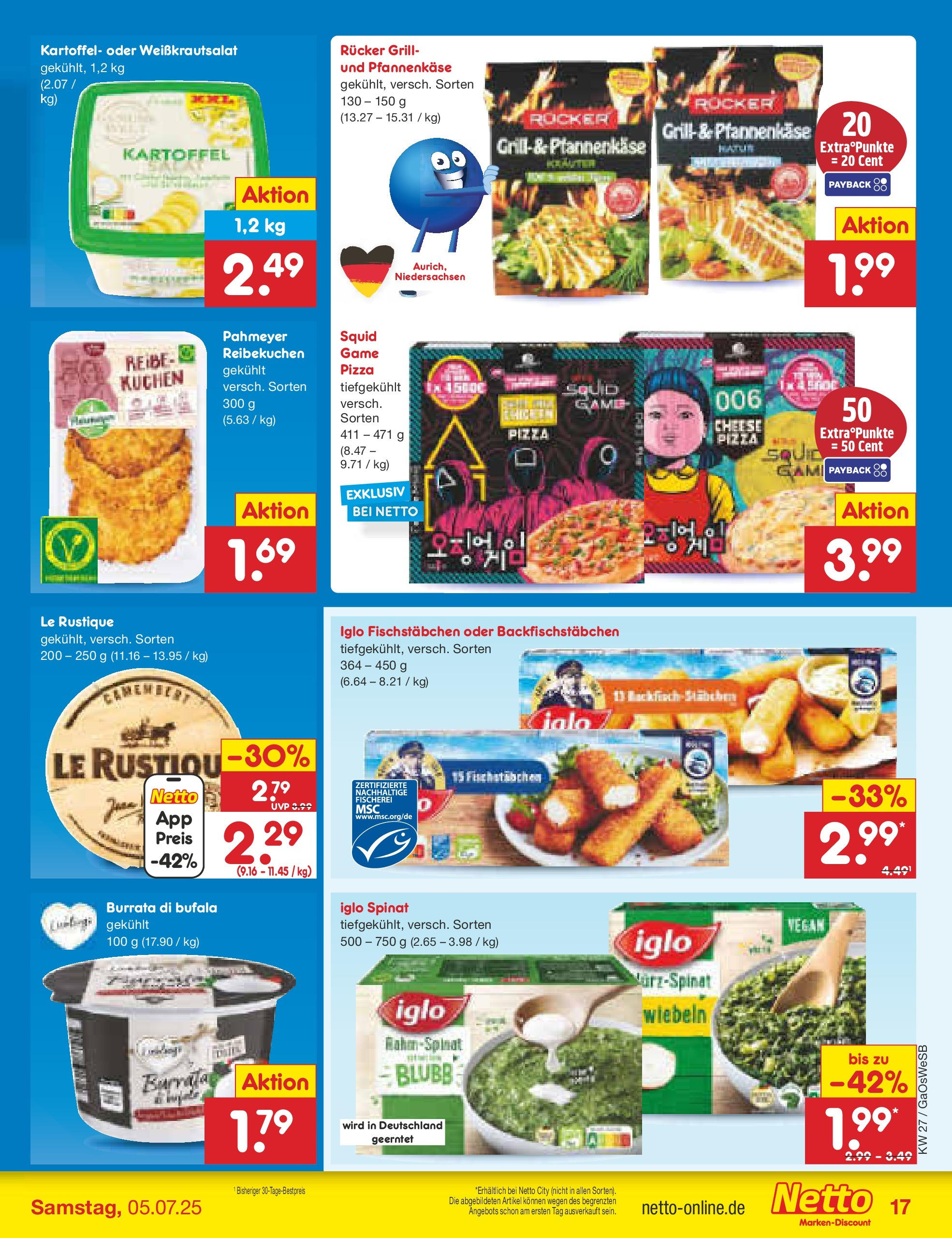 Netto Marken-Discount prospekt Bremen-Lesum	 (ab 29.06.2025) » Angebote | Seite: 19 | Produkte: Burrata, Fischstabchen, Pizza, Kuchen