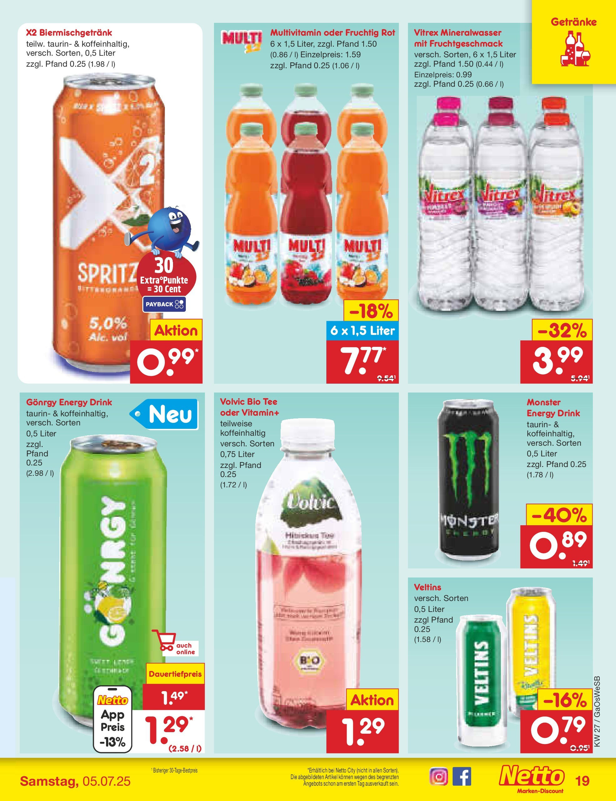 Netto Marken-Discount prospekt Bremen-Lesum	 (ab 29.06.2025) » Angebote | Seite: 23 | Produkte: Energy, Monster, Tee, Volvic