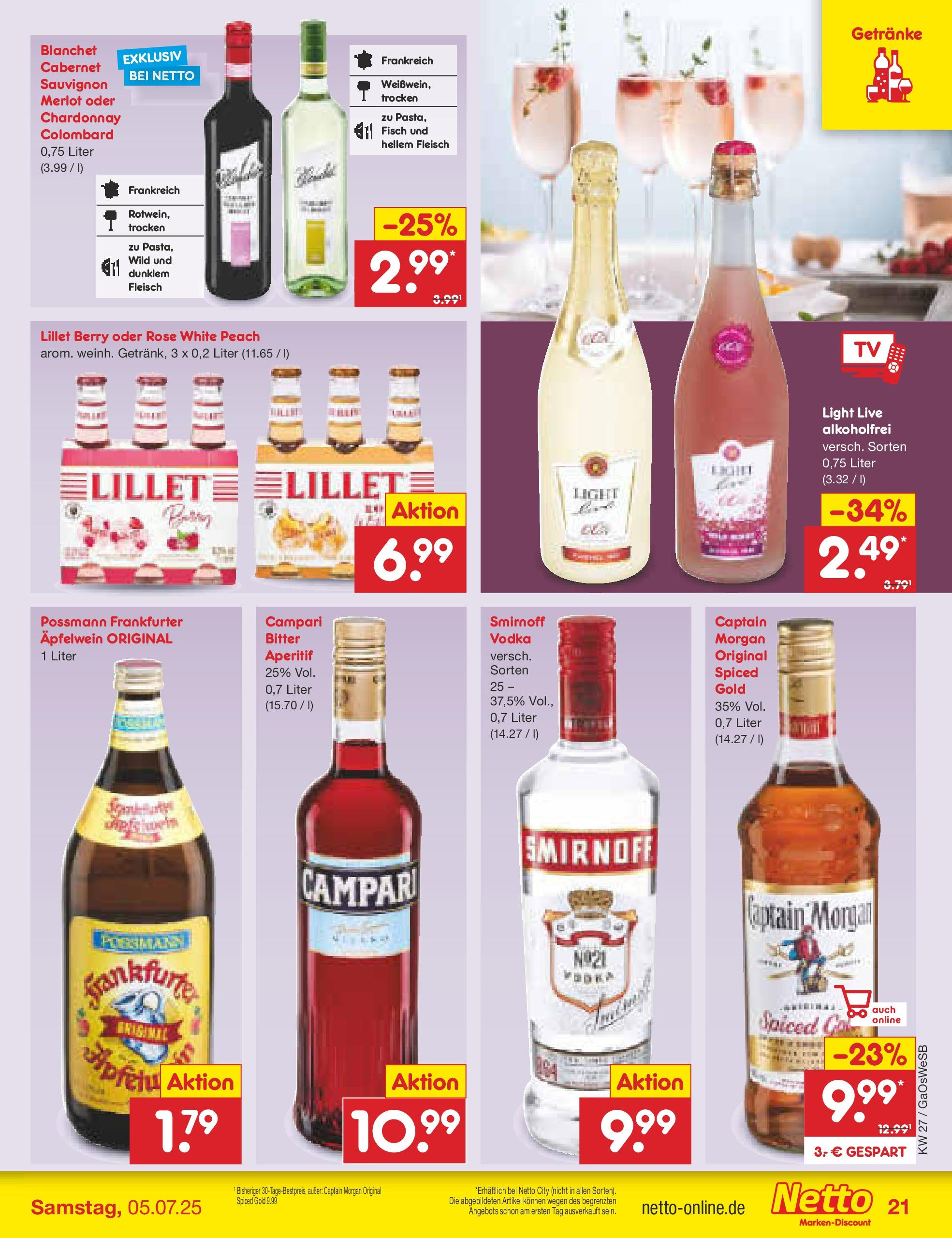Netto Marken-Discount prospekt Bremen-Lesum	 (ab 29.06.2025) » Angebote | Seite: 25 | Produkte: Campari, Smirnoff, Vodka, Fleisch