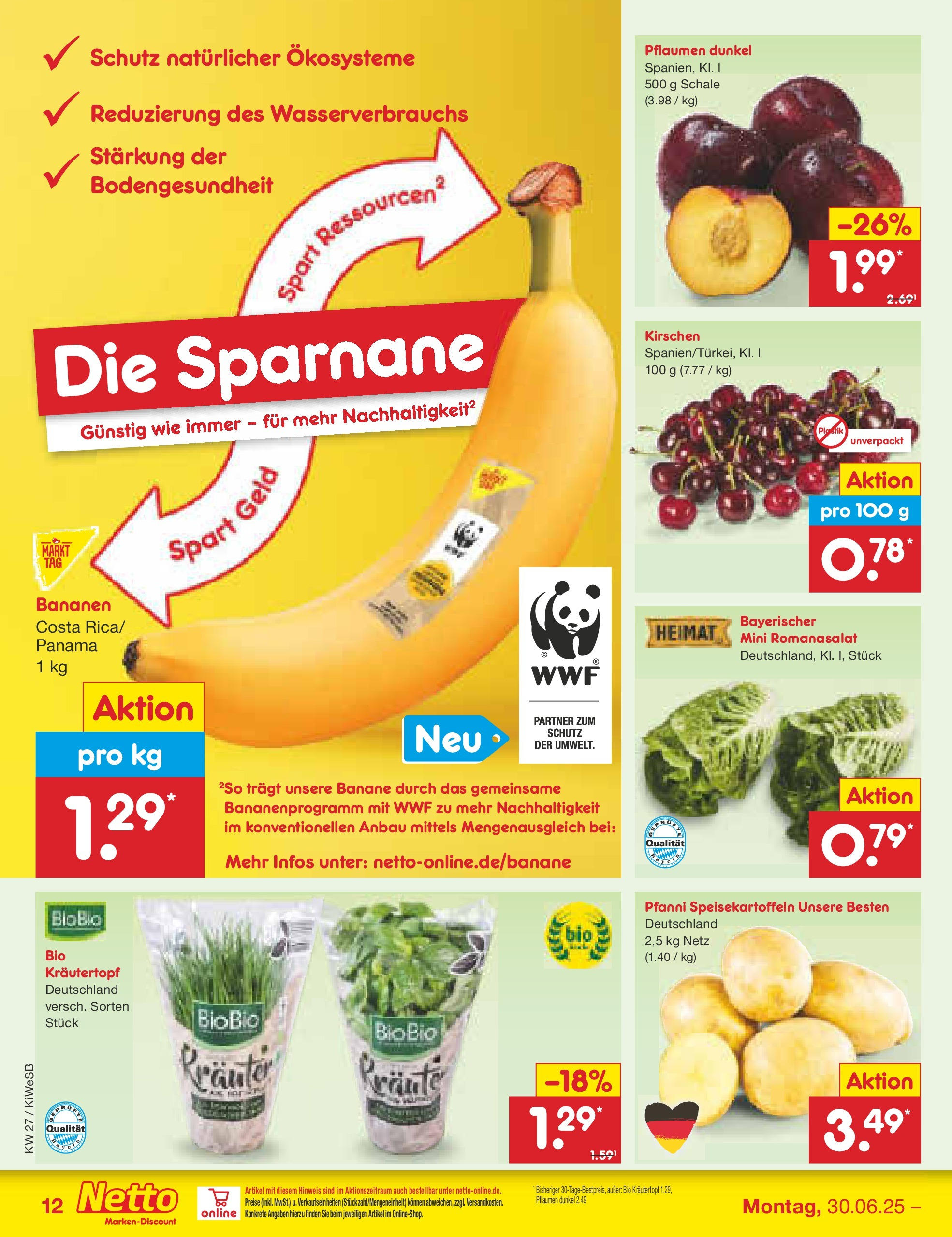 Netto Marken-Discount prospekt Bad Friedrichshall (ab 29.06.2025) » Angebote | Seite: 14 | Produkte: Pflaumen, Bananen, Kirschen Netto Marken-Discount prospekt Bad Friedrichshall (ab 29.06.2025) » Angebote | Seite: 14 | Produkte: Pflaumen, Bananen, Kirschen