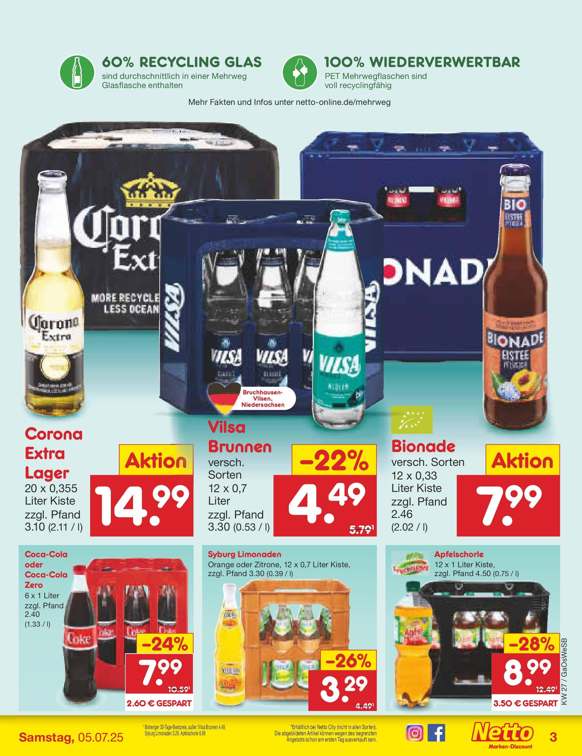 Netto Marken-Discount prospekt Bremen-Lesum	 (ab 29.06.2025) » Angebote | Seite: 31 | Produkte: Cola, Bionade, Apple