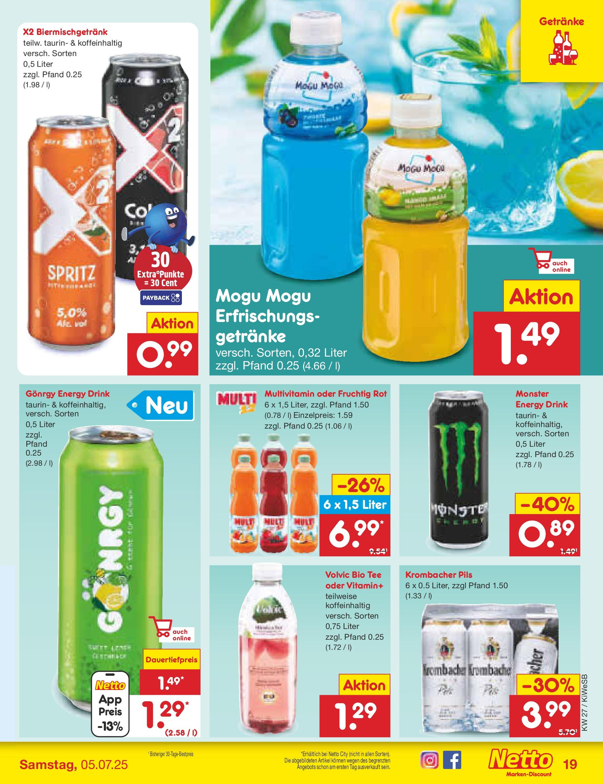 Netto Marken-Discount prospekt Bad Friedrichshall (ab 29.06.2025) » Angebote | Seite: 23 | Produkte: Energy, Monster, Krombacher, Volvic Netto Marken-Discount prospekt Bad Friedrichshall (ab 29.06.2025) » Angebote | Seite: 23 | Produkte: Energy, Monster, Krombacher, Volvic