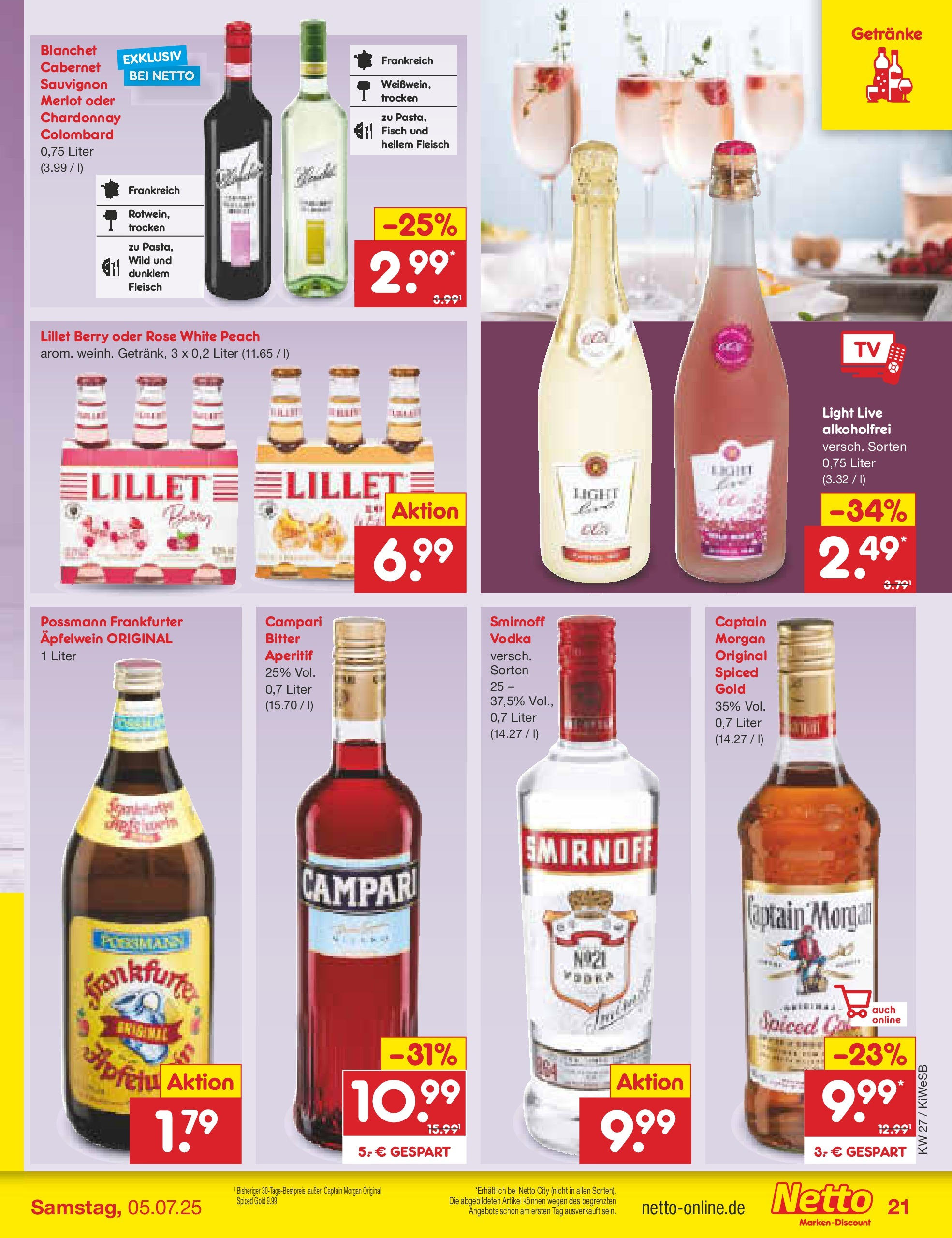 Netto Marken-Discount prospekt Bad Friedrichshall (ab 29.06.2025) » Angebote | Seite: 25 | Produkte: Campari, Lillet, Smirnoff, Fleisch Netto Marken-Discount prospekt Bad Friedrichshall (ab 29.06.2025) » Angebote | Seite: 25 | Produkte: Campari, Lillet, Smirnoff, Fleisch