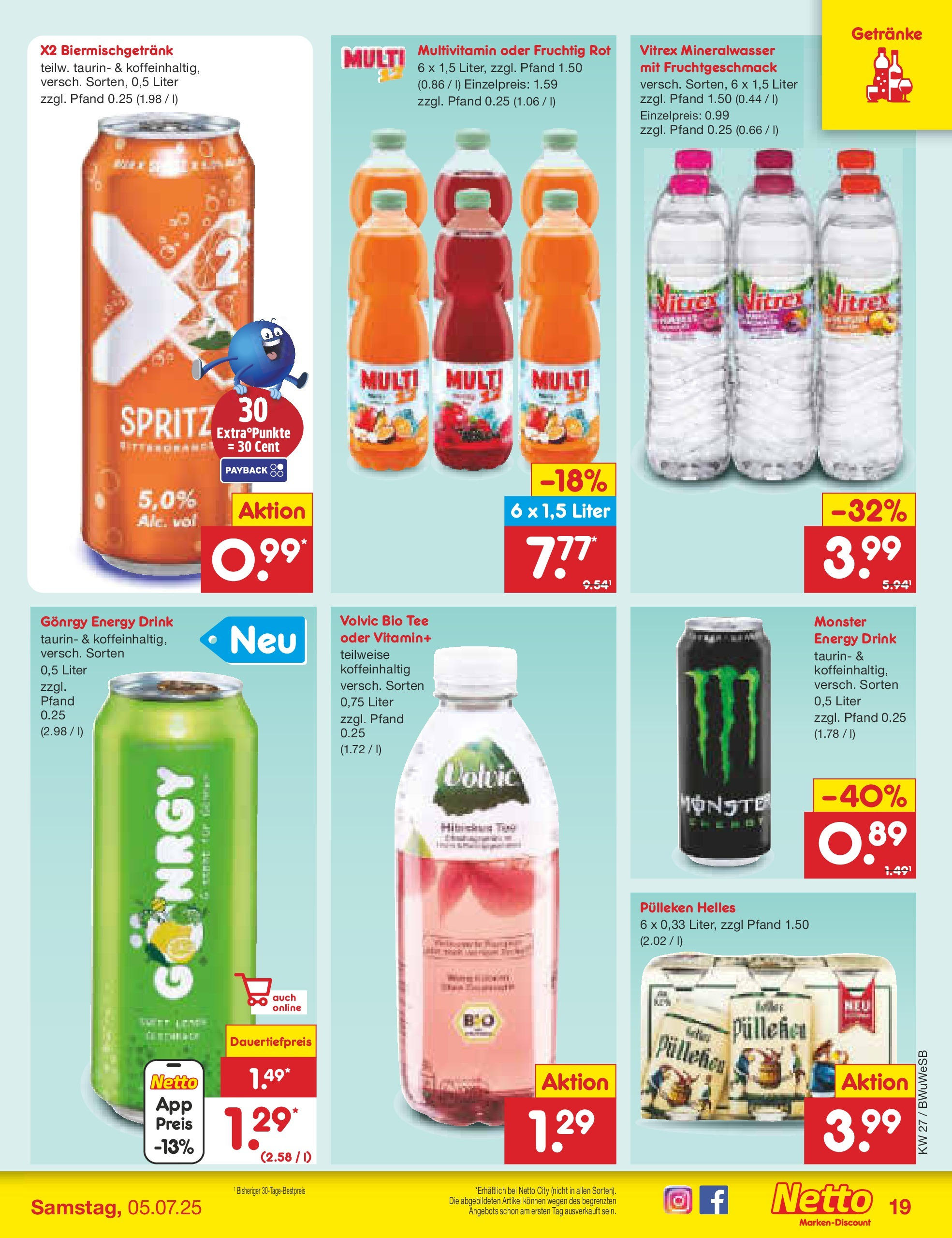 Netto Marken-Discount prospekt Stemwede-Dielingen	 (ab 29.06.2025) » Angebote | Seite: 23 | Produkte: Helles pulleken, Energy, Tee, Volvic