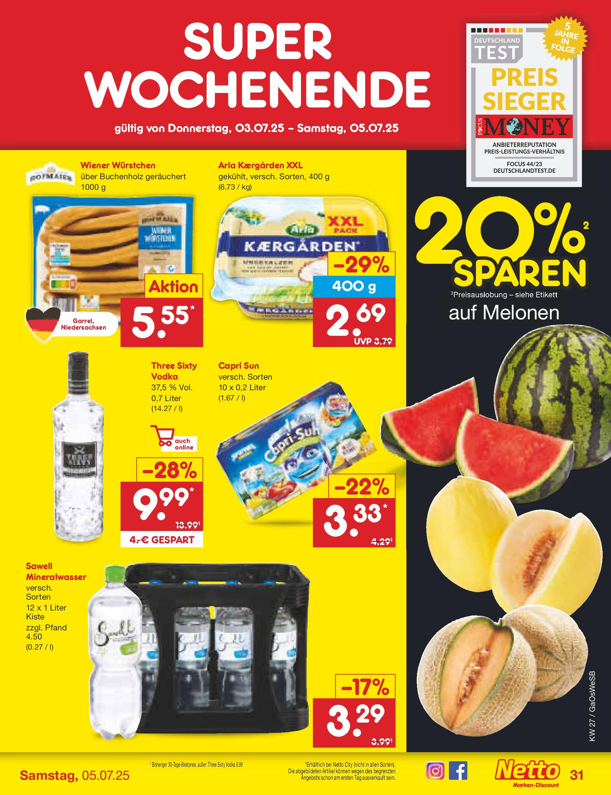 Netto Marken-Discount prospekt Bremen-Lesum	 (ab 29.06.2025) » Angebote | Seite: 51 | Produkte: Wiener wurstchen, Capri sun, Mineralwasser, Vodka