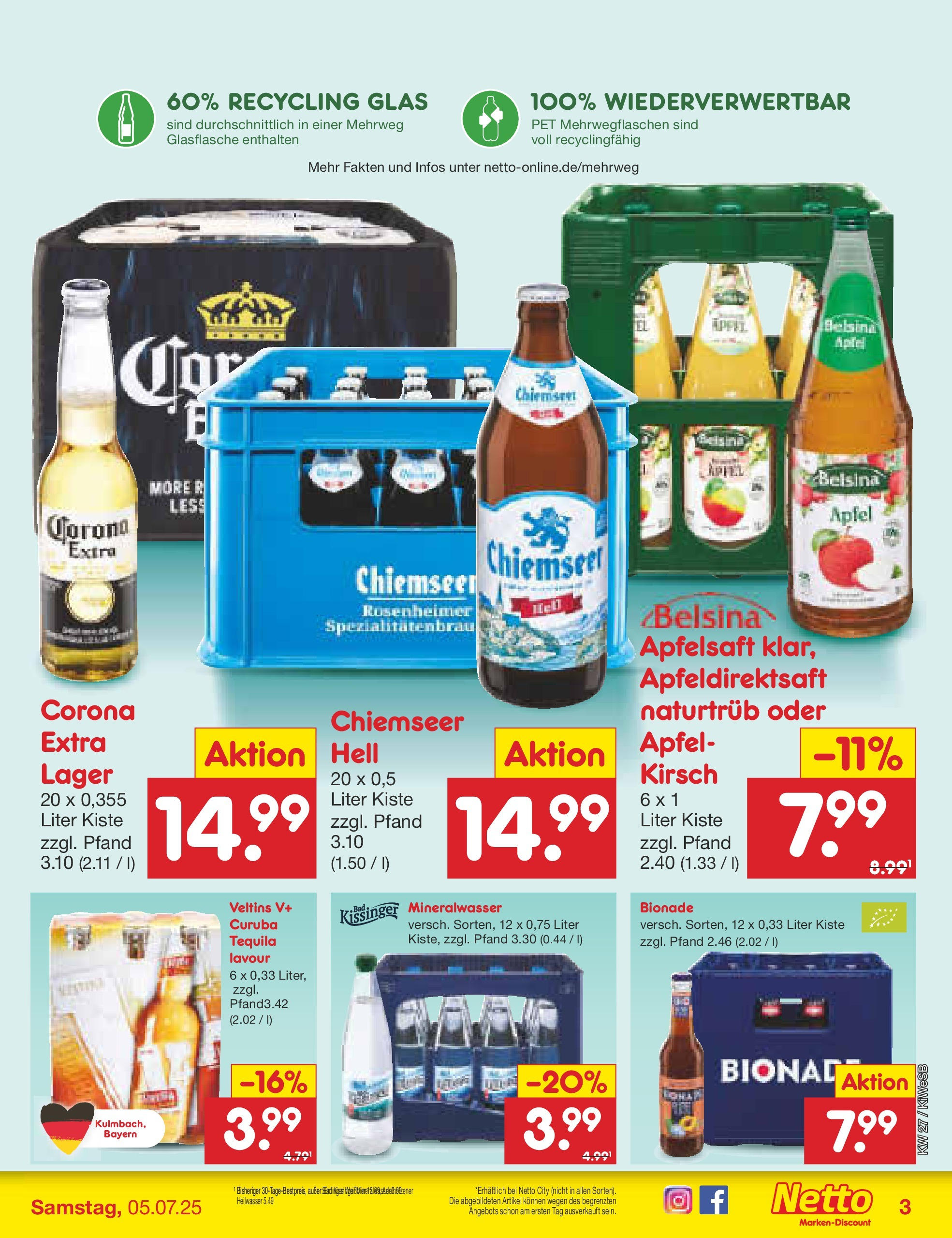Netto Marken-Discount prospekt Bad Friedrichshall (ab 29.06.2025) » Angebote | Seite: 31 | Produkte: Äpfel, Bionade, Tequila, Veltins Netto Marken-Discount prospekt Bad Friedrichshall (ab 29.06.2025) » Angebote | Seite: 31 | Produkte: Äpfel, Bionade, Tequila, Veltins