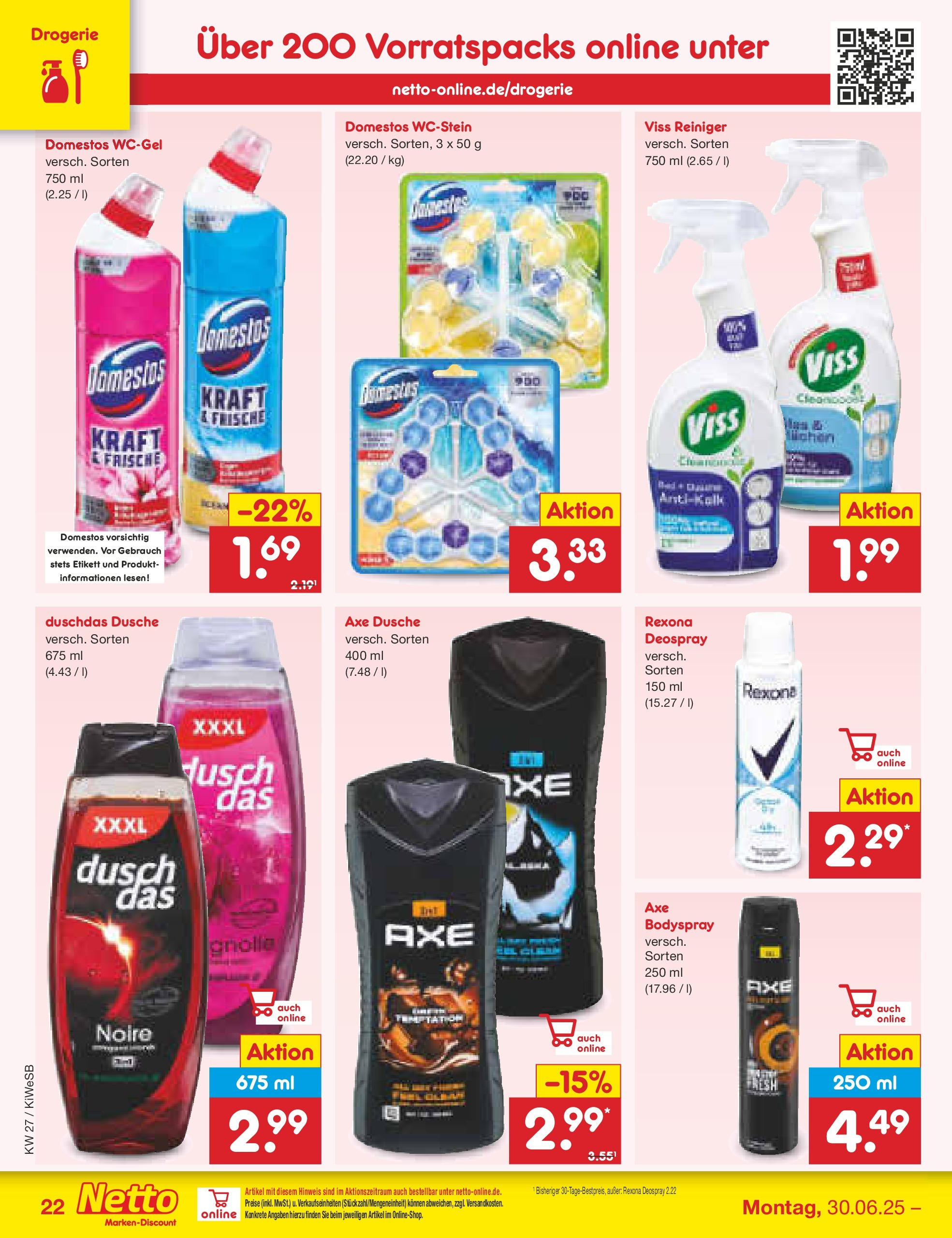 Netto Marken-Discount prospekt Bad Friedrichshall (ab 29.06.2025) » Angebote | Seite: 32 | Produkte: Dusche, Deodorant, Duschdas, Axe Netto Marken-Discount prospekt Bad Friedrichshall (ab 29.06.2025) » Angebote | Seite: 32 | Produkte: Dusche, Deodorant, Duschdas, Axe