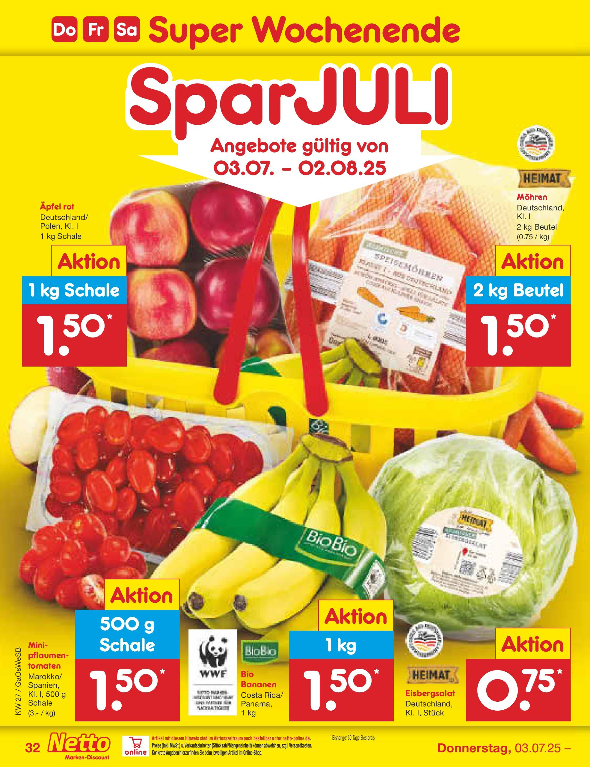 Netto Marken-Discount prospekt Bremen-Lesum	 (ab 29.06.2025) » Angebote | Seite: 52 | Produkte: Äpfel, Bananen, Eisbergsalat, Apple