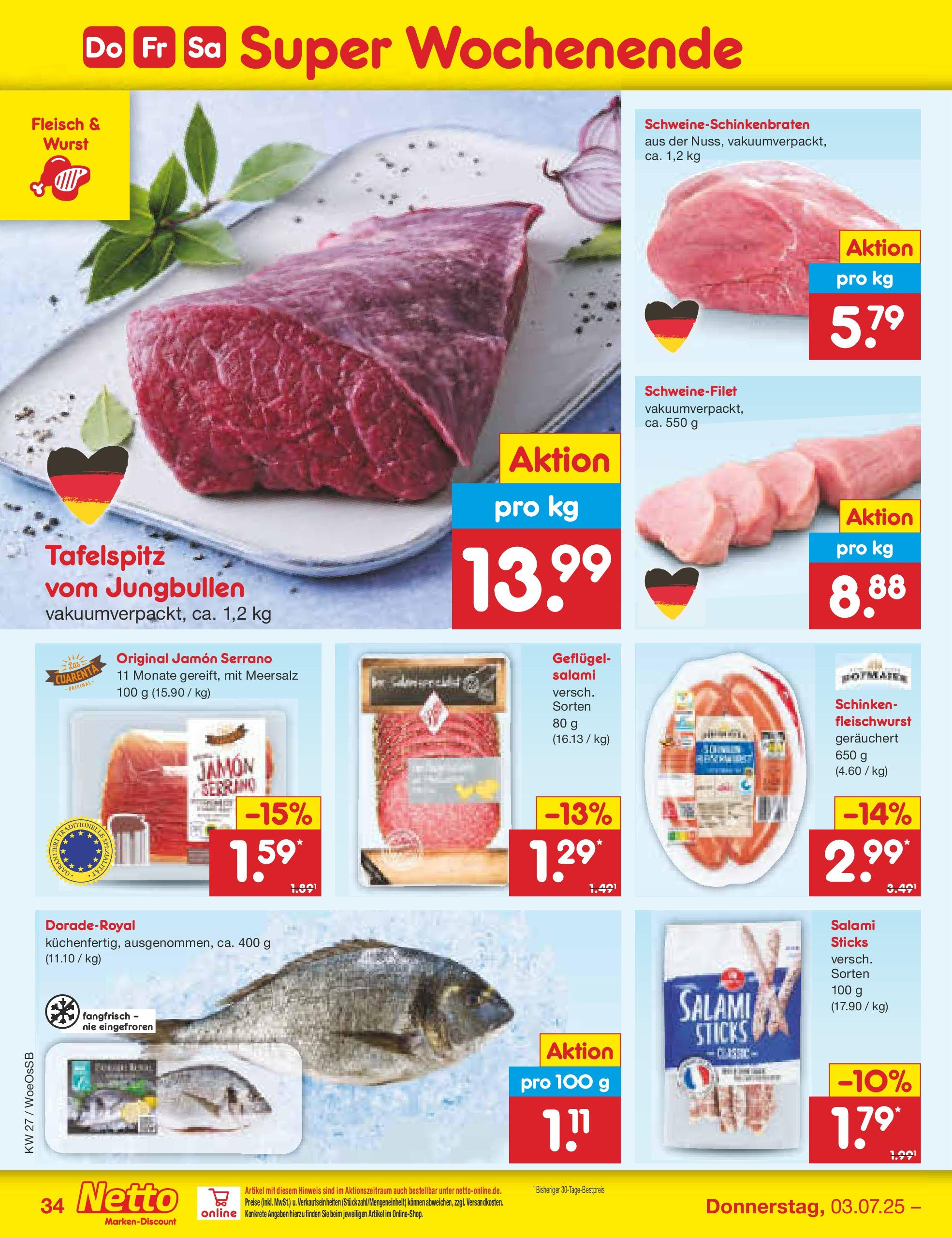 Netto Marken-Discount prospekt Gemmingen (ab 29.06.2025) » Angebote | Seite: 54 | Produkte: Tafelspitz, Schweinefilet, Wurst, Fleisch Netto Marken-Discount prospekt Gemmingen (ab 29.06.2025) » Angebote | Seite: 54 | Produkte: Tafelspitz, Schweinefilet, Wurst, Fleisch