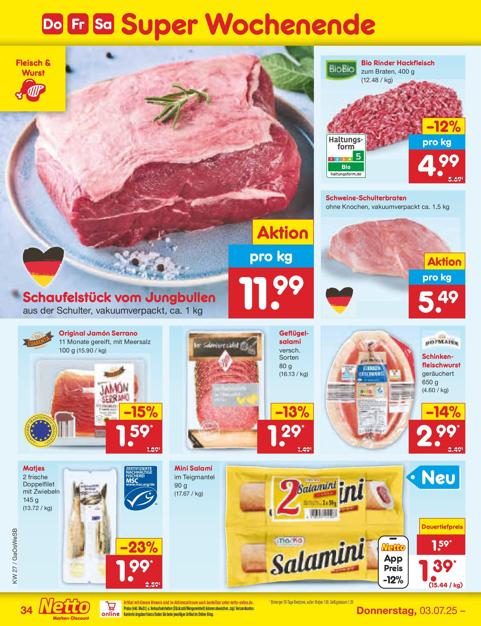 Netto Marken-Discount prospekt Bremen-Lesum	 (ab 29.06.2025) » Angebote | Seite: 54 | Produkte: Wurst, Schinken, Fleisch, Hackfleisch