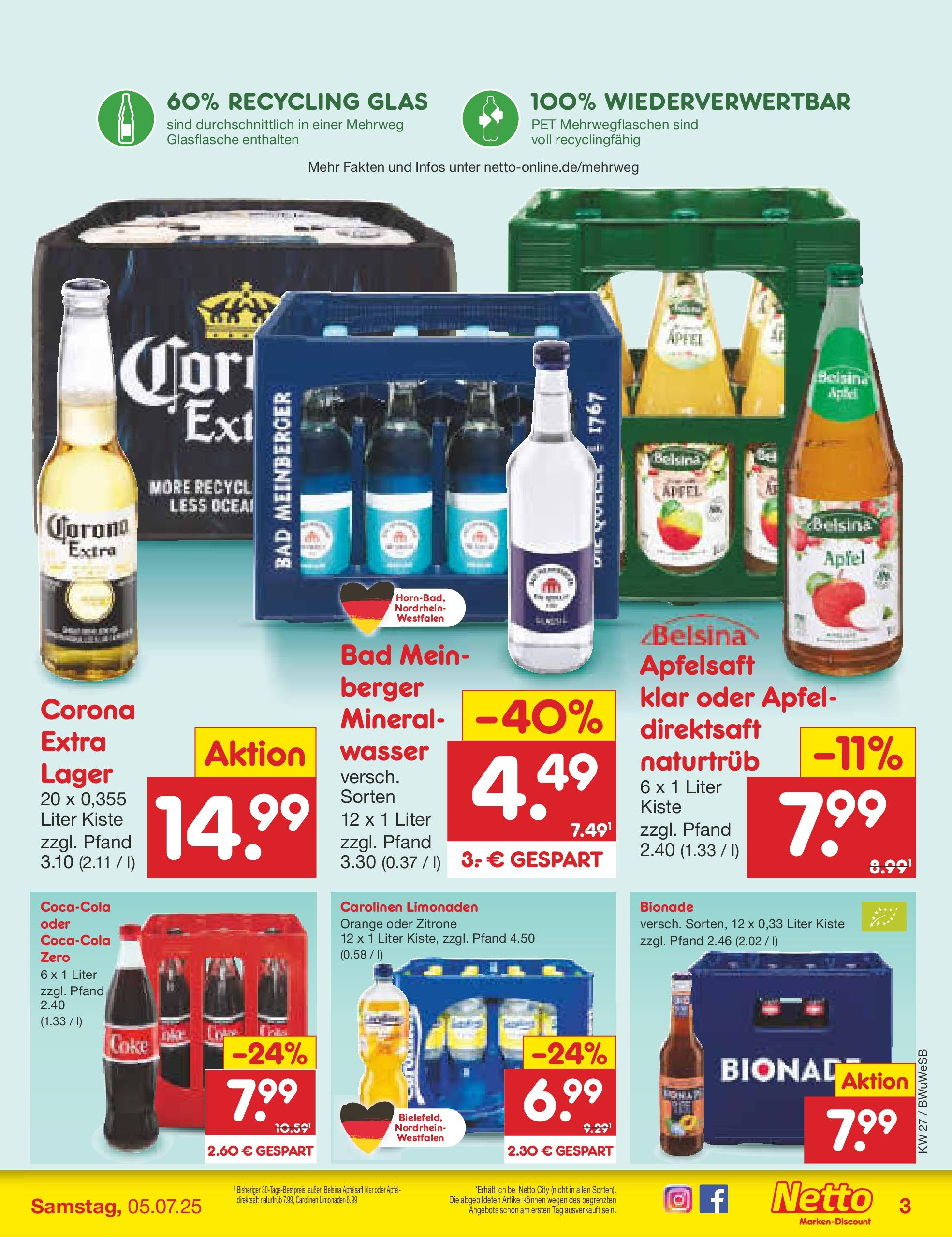 Netto Marken-Discount prospekt Stemwede-Dielingen	 (ab 29.06.2025) » Angebote | Seite: 31 | Produkte: Bionade, Apfelsaft, Apple, Wasser
