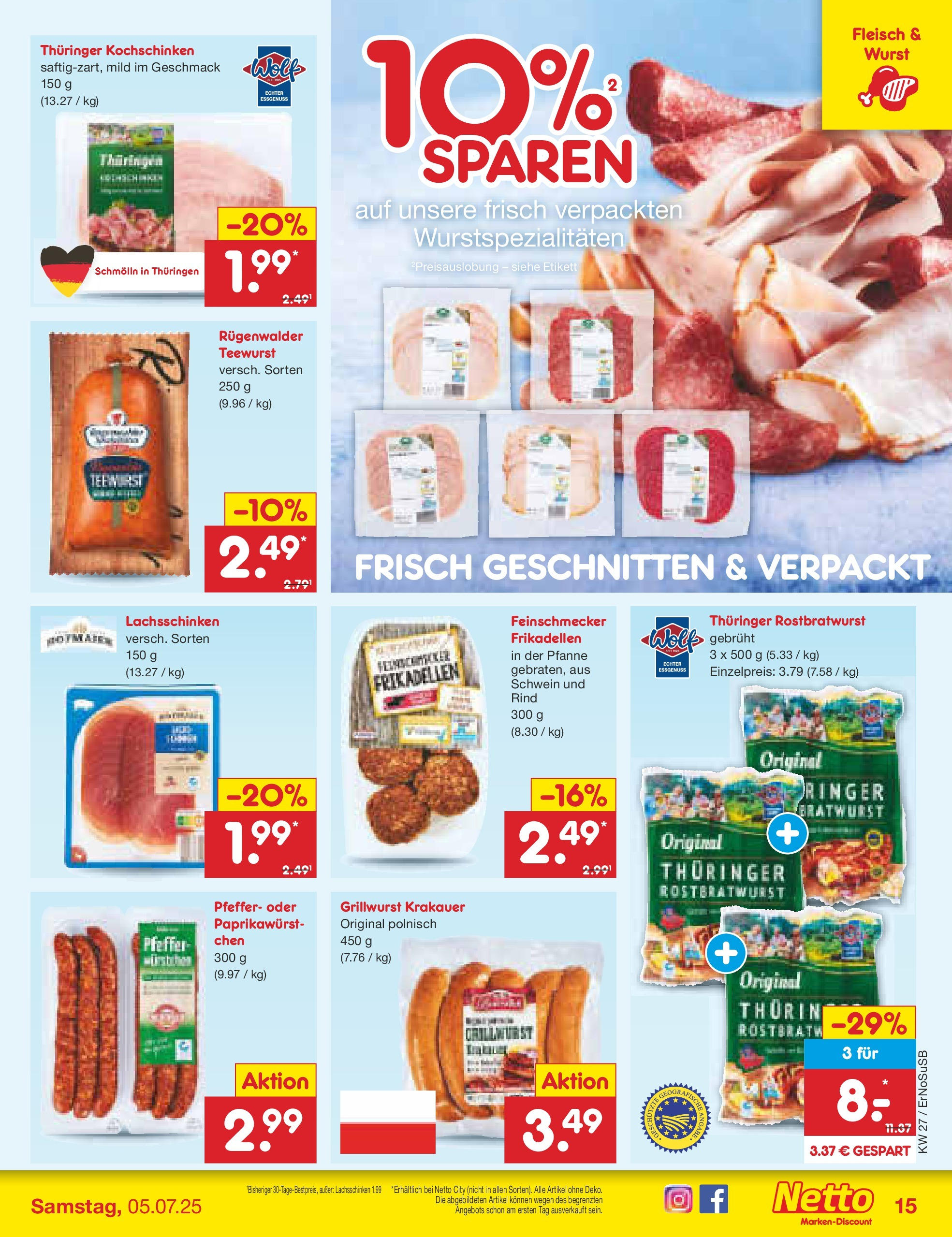 Netto Marken-Discount prospekt Erfurt (ab 29.06.2025) » Angebote | Seite: 17 | Produkte: Bratwurst, Pfeffer, Wurst, Fleisch Netto Marken-Discount prospekt Erfurt (ab 29.06.2025) » Angebote | Seite: 17 | Produkte: Bratwurst, Pfeffer, Wurst, Fleisch