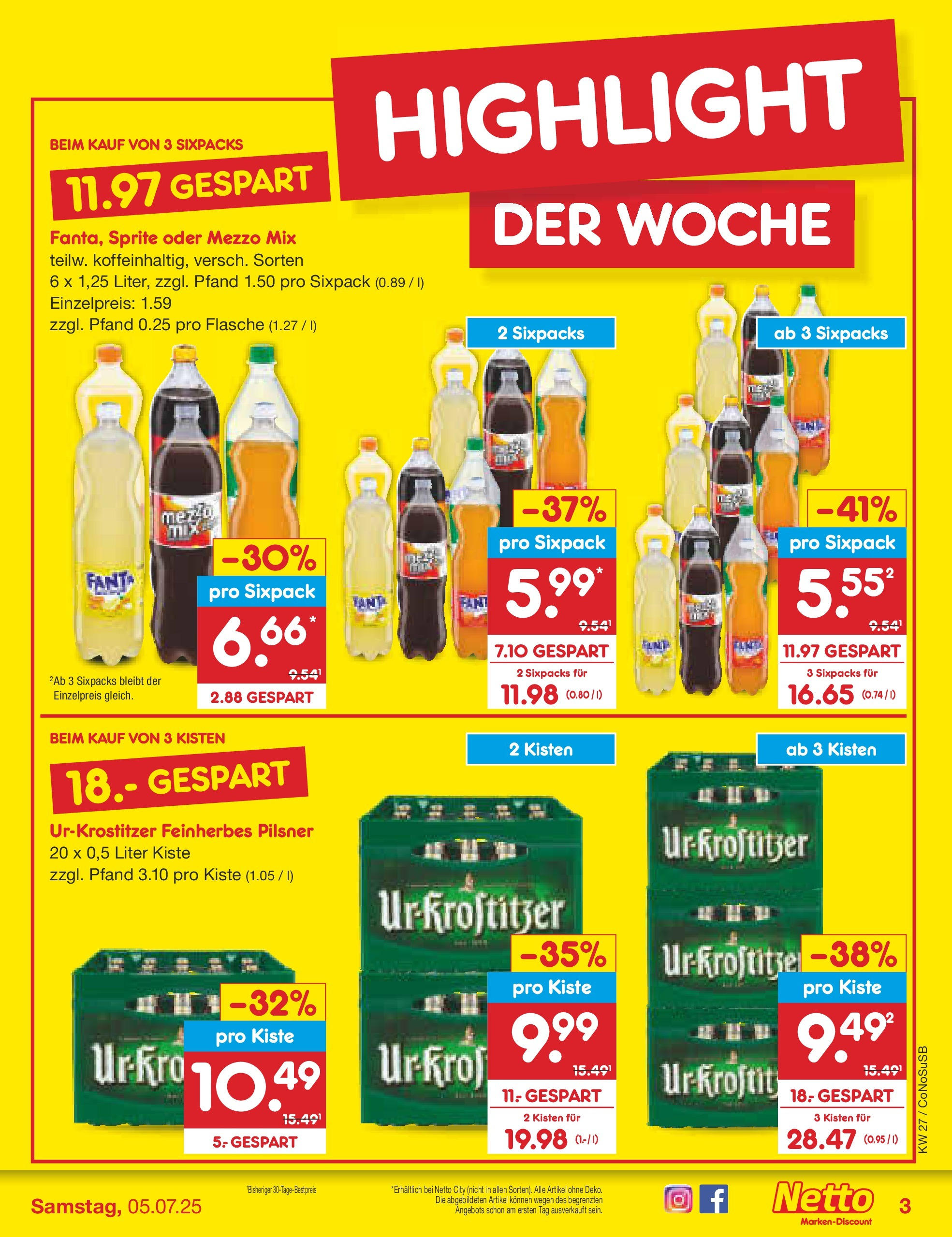 Netto Marken-Discount prospekt Kloster Lehnin (ab 29.06.2025) » Angebote | Seite: 3 | Produkte: Mezzo mix, Fanta, Sprite, Oder mezzo mix Netto Marken-Discount prospekt Kloster Lehnin (ab 29.06.2025) » Angebote | Seite: 3 | Produkte: Mezzo mix, Fanta, Sprite, Oder mezzo mix
