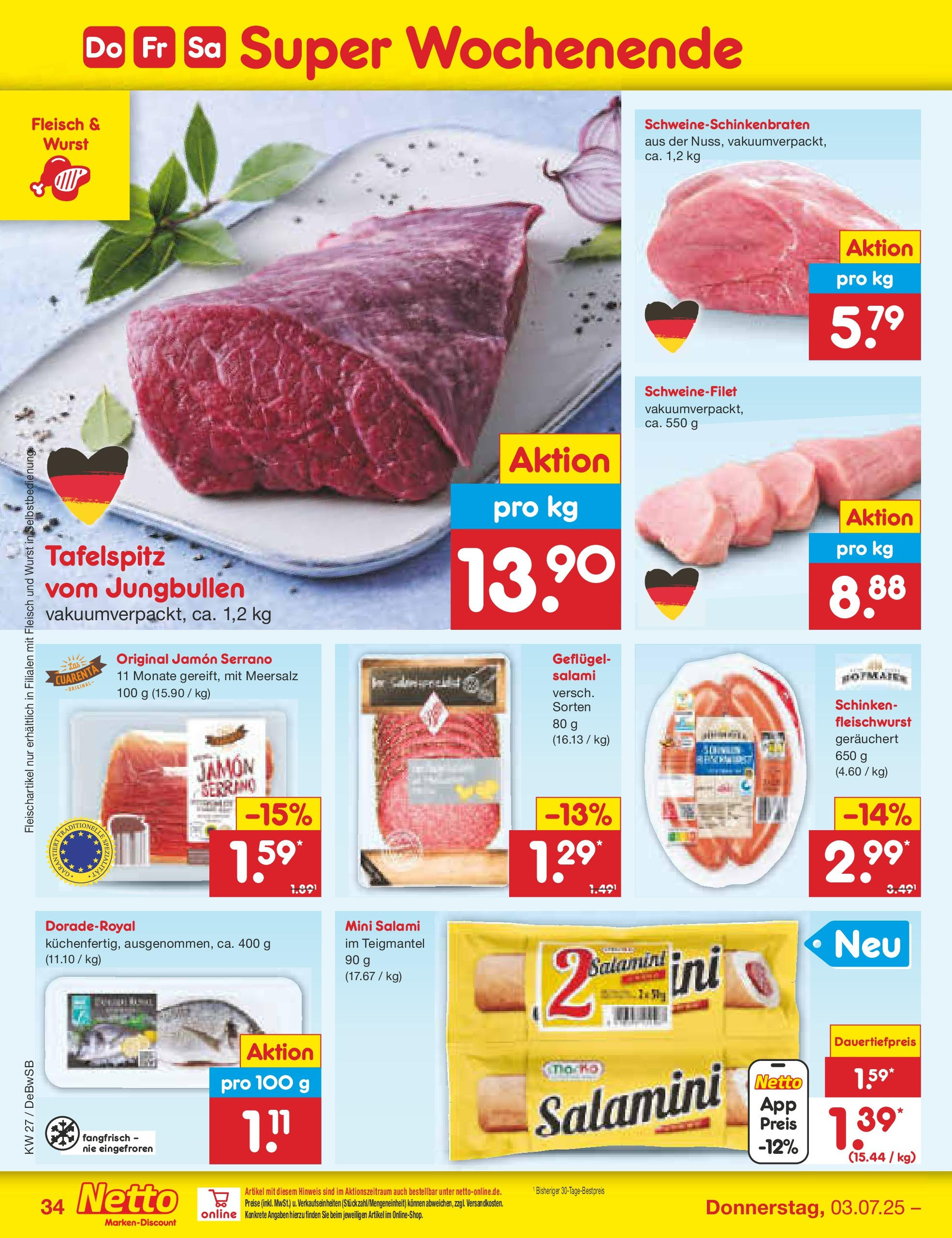 Netto Marken-Discount prospekt Waiblingen-Bittenfeld	 (ab 29.06.2025) » Angebote | Seite: 54 | Produkte: Schweinefilet, Wurst, Schinken, Fleisch