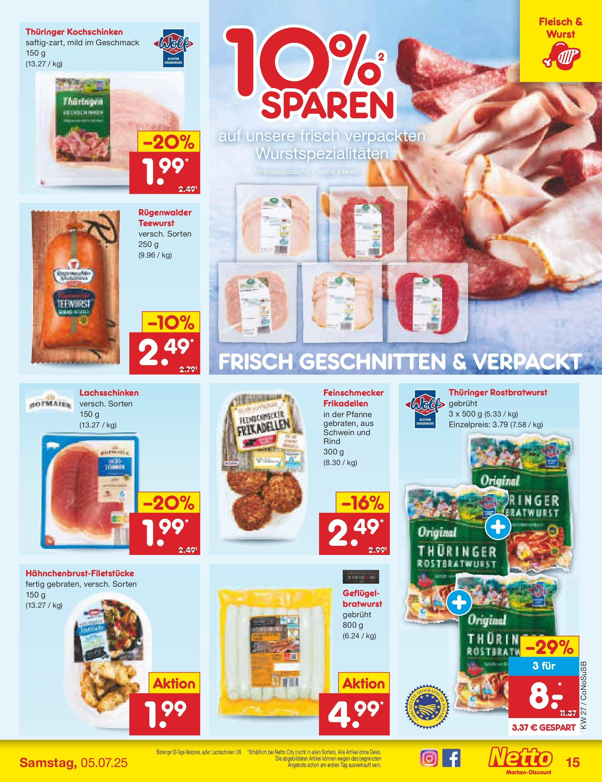 Netto Marken-Discount prospekt Kloster Lehnin (ab 29.06.2025) » Angebote | Seite: 17 | Produkte: Bratwurst, Wurst, Fleisch Netto Marken-Discount prospekt Kloster Lehnin (ab 29.06.2025) » Angebote | Seite: 17 | Produkte: Bratwurst, Wurst, Fleisch