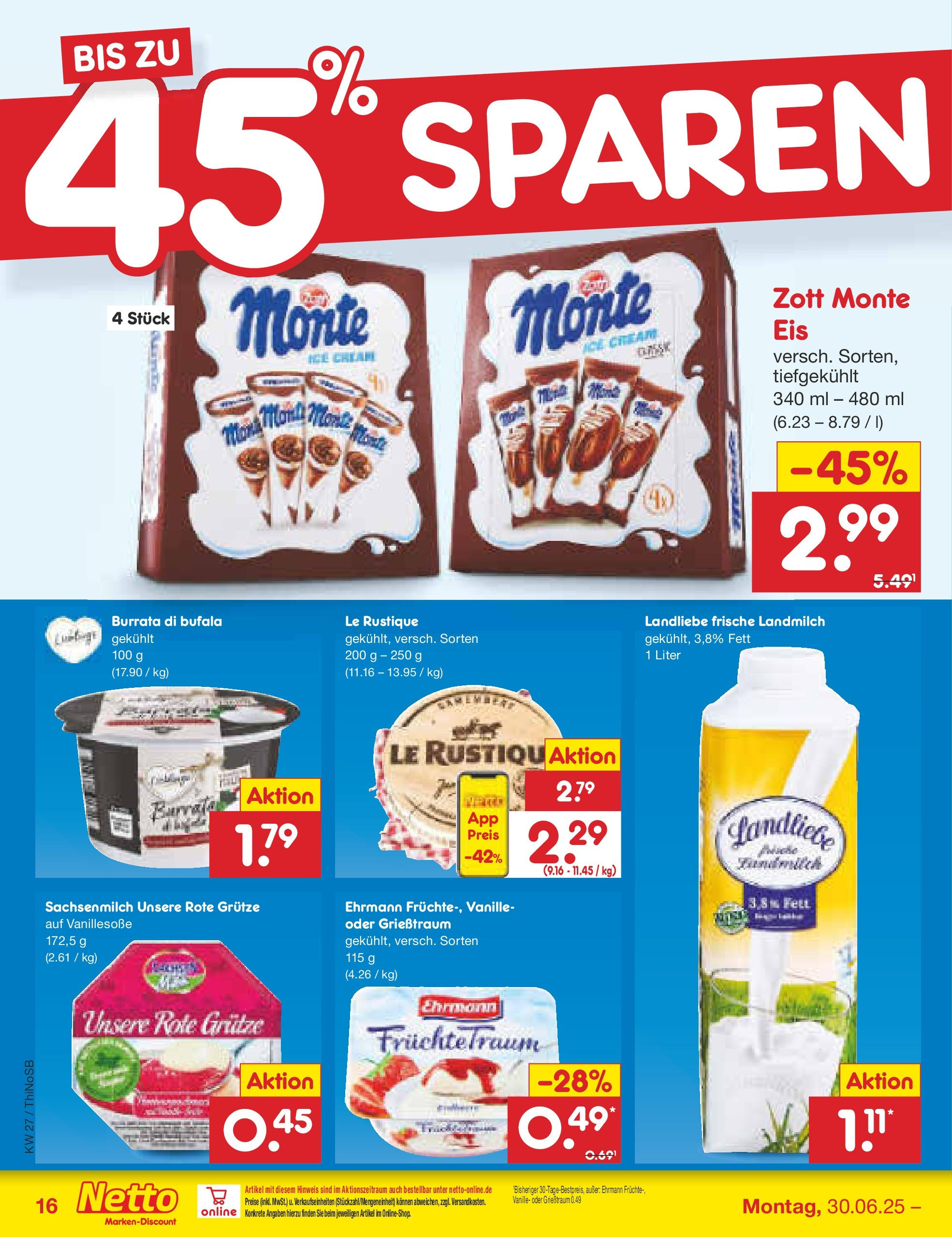 Netto Marken-Discount prospekt Spremberg (ab 29.06.2025) » Angebote | Seite: 18 | Produkte: Burrata, Eis Netto Marken-Discount prospekt Spremberg (ab 29.06.2025) » Angebote | Seite: 18 | Produkte: Burrata, Eis