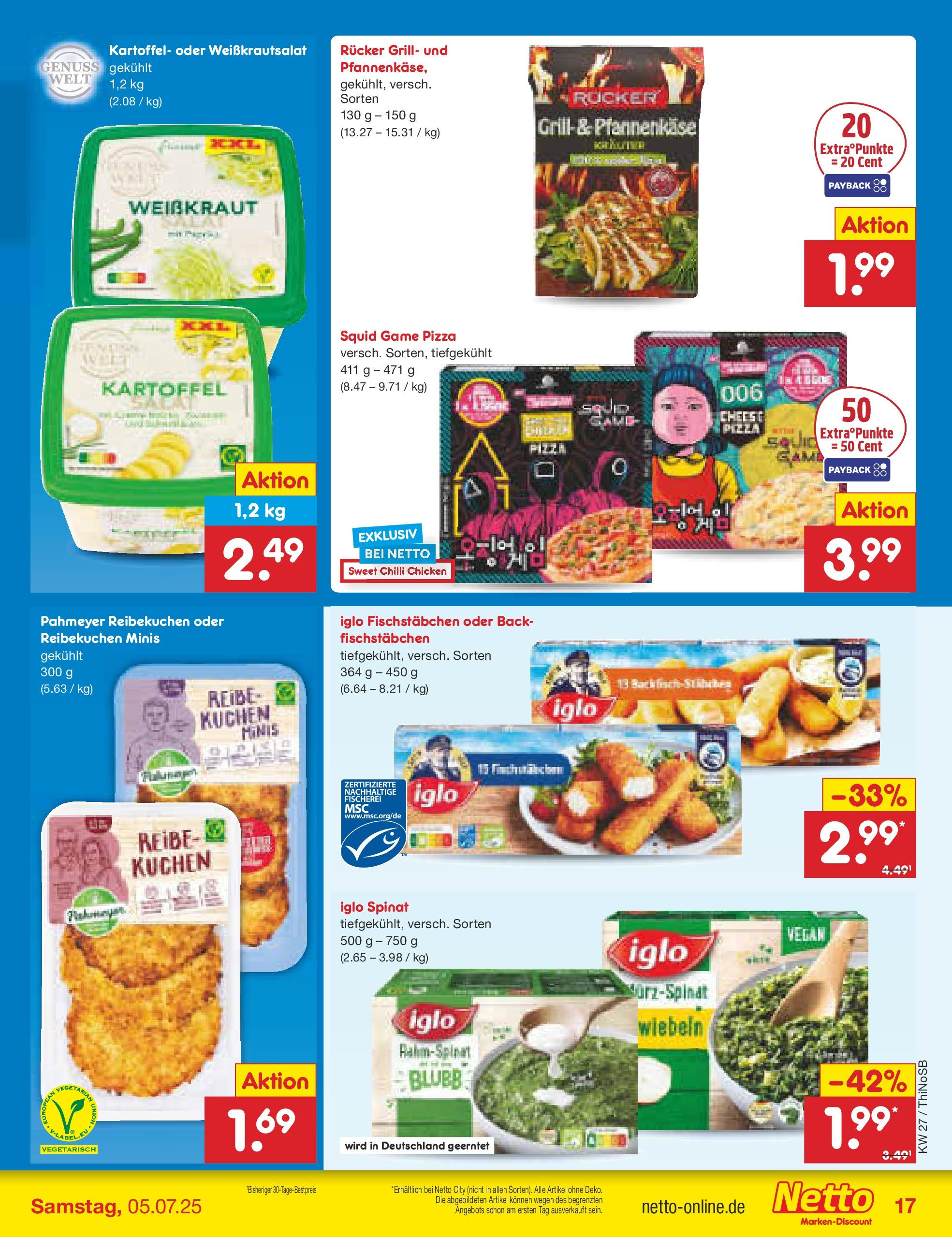 Netto Marken-Discount prospekt Spremberg (ab 29.06.2025) » Angebote | Seite: 19 | Produkte: Iglo, Fischstabchen, Pizza, Kuchen Netto Marken-Discount prospekt Spremberg (ab 29.06.2025) » Angebote | Seite: 19 | Produkte: Iglo, Fischstabchen, Pizza, Kuchen