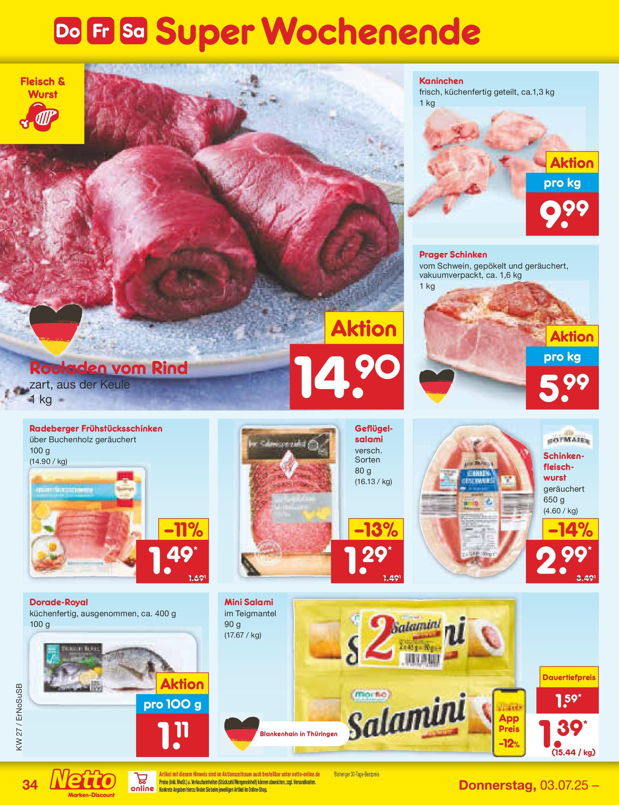 Netto Marken-Discount prospekt Erfurt (ab 29.06.2025) » Angebote | Seite: 50 | Produkte: Kaninchen, Wurst, Salami, Fleisch Netto Marken-Discount prospekt Erfurt (ab 29.06.2025) » Angebote | Seite: 50 | Produkte: Kaninchen, Wurst, Salami, Fleisch