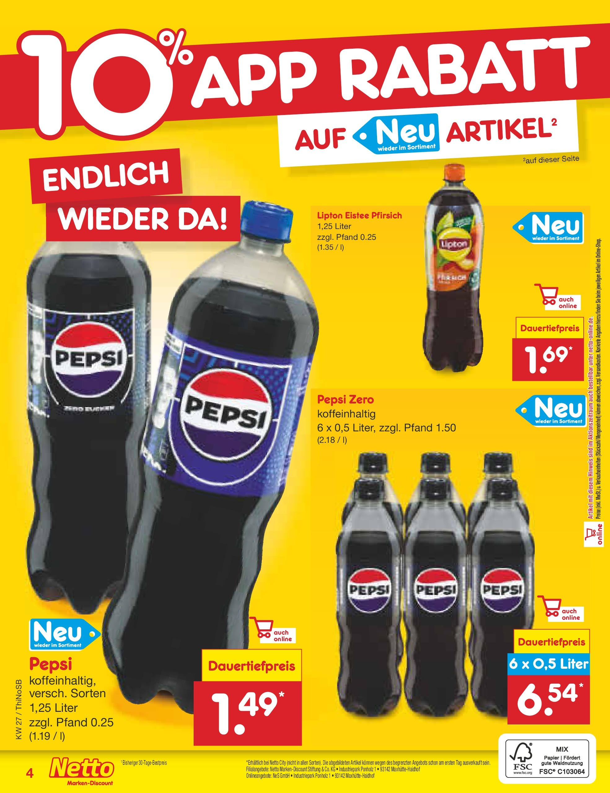 Netto Marken-Discount prospekt Spremberg (ab 29.06.2025) » Angebote | Seite: 29 | Produkte: Pfirsich, Pepsi Netto Marken-Discount prospekt Spremberg (ab 29.06.2025) » Angebote | Seite: 29 | Produkte: Pfirsich, Pepsi