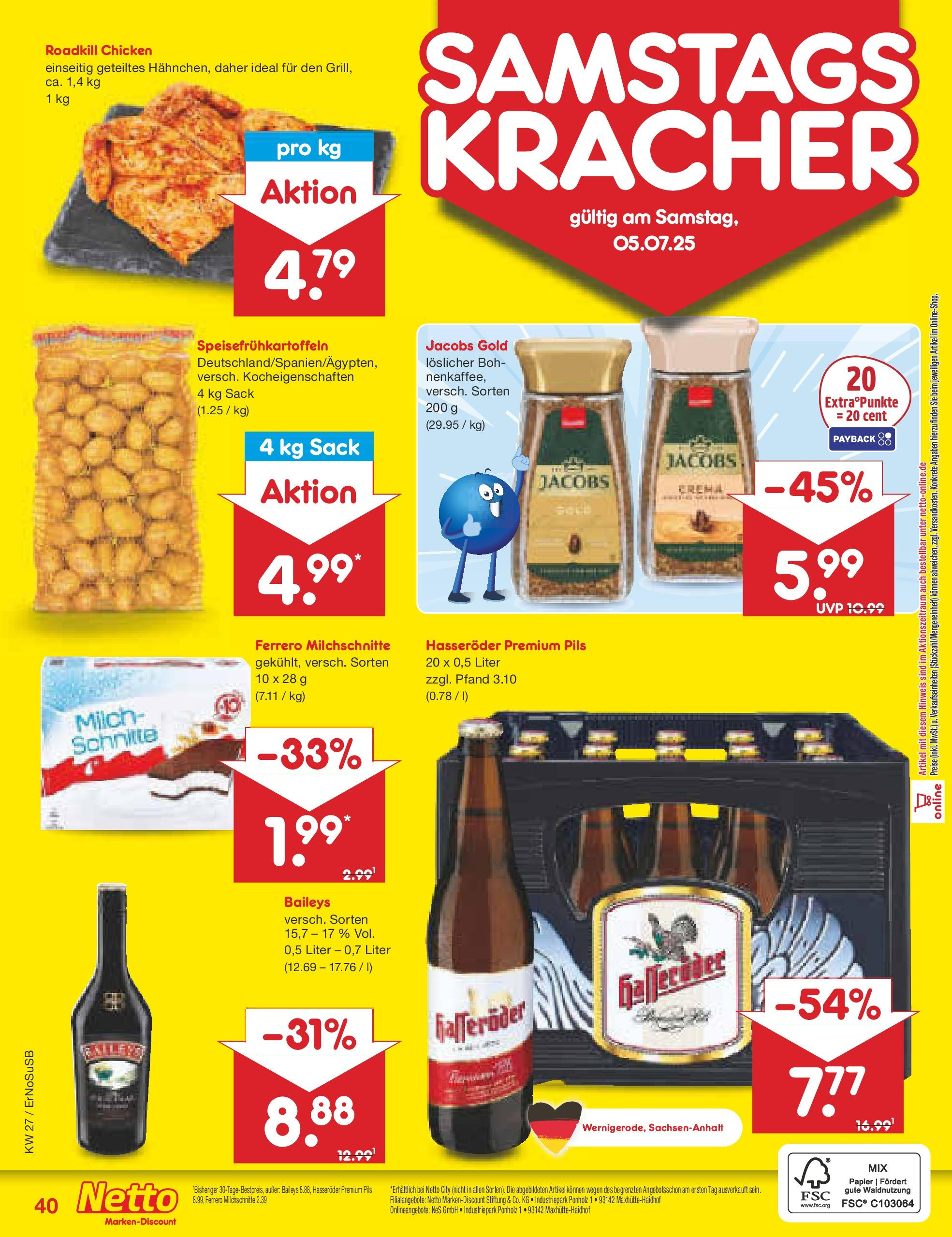 Netto Marken-Discount prospekt Erfurt (ab 29.06.2025) » Angebote | Seite: 58 | Produkte: Milch, Pils, Baileys, Ferrero milchschnitte Netto Marken-Discount prospekt Erfurt (ab 29.06.2025) » Angebote | Seite: 58 | Produkte: Milch, Pils, Baileys, Ferrero milchschnitte