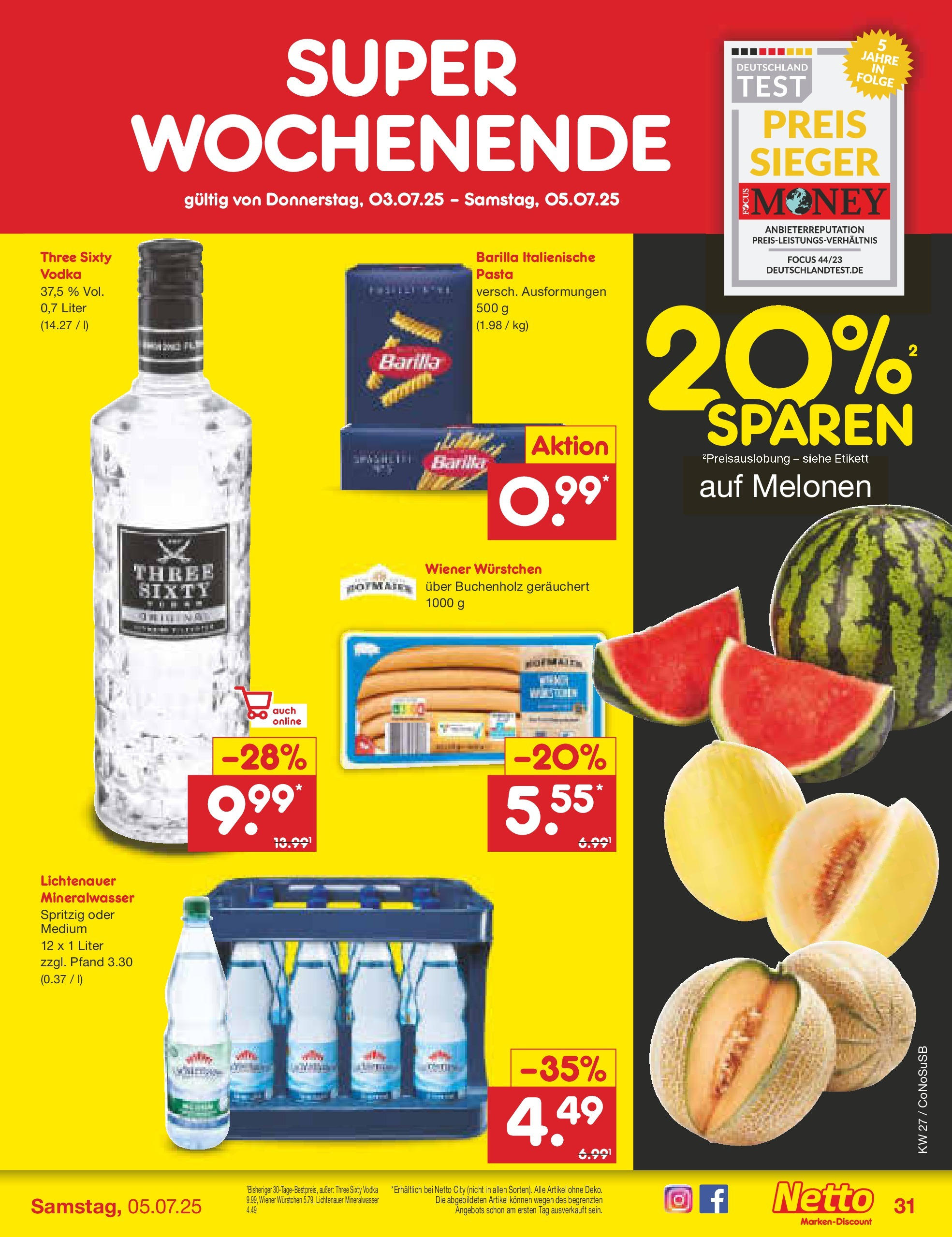 Netto Marken-Discount prospekt Kloster Lehnin (ab 29.06.2025) » Angebote | Seite: 51 | Produkte: Wiener wurstchen, Barilla, Mineralwasser, Vodka Netto Marken-Discount prospekt Kloster Lehnin (ab 29.06.2025) » Angebote | Seite: 51 | Produkte: Wiener wurstchen, Barilla, Mineralwasser, Vodka