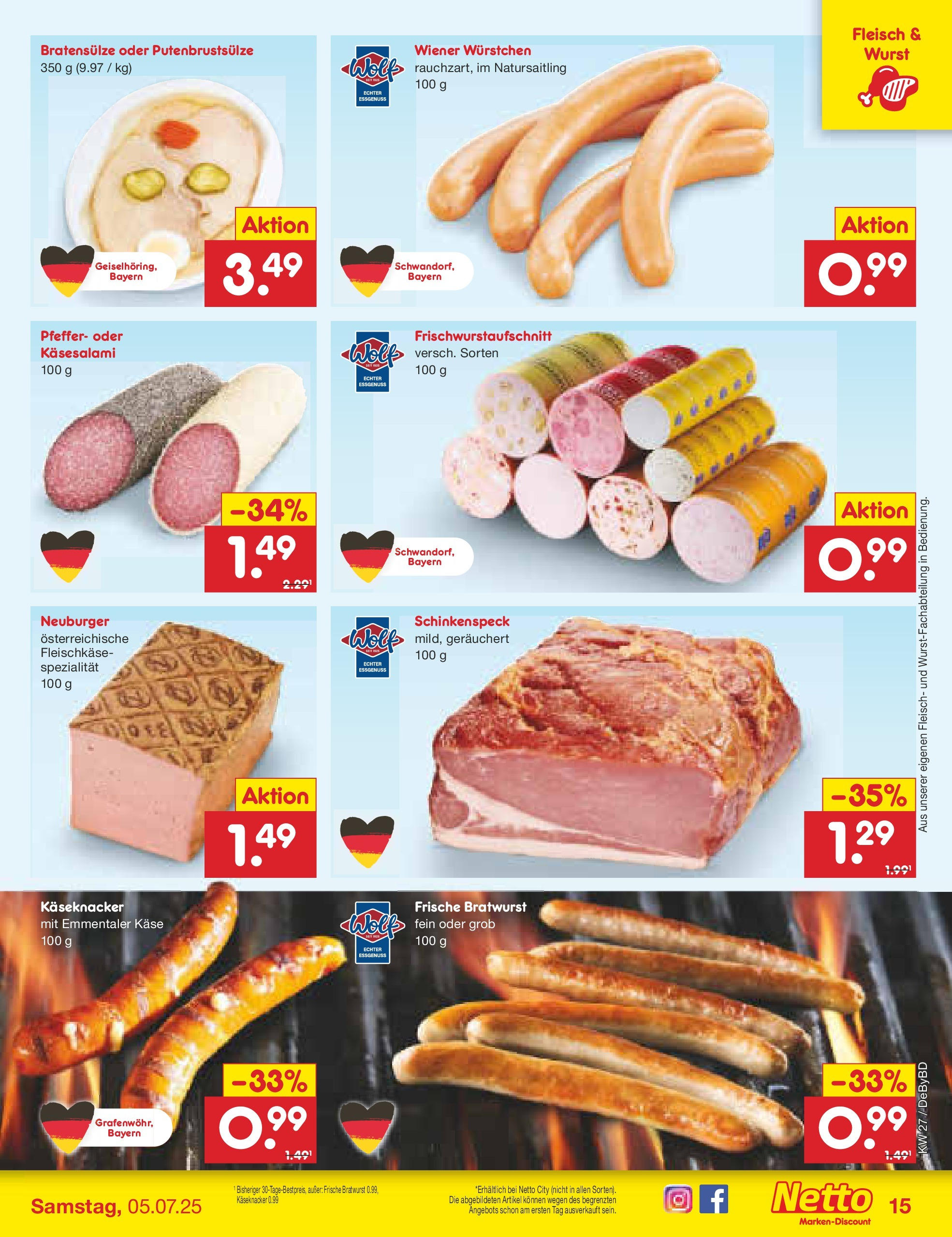 Netto Marken-Discount prospekt Buttenwiesen (ab 29.06.2025) » Angebote | Seite: 17 | Produkte: Käse, Bratwurst, Wurst, Salami Netto Marken-Discount prospekt Buttenwiesen (ab 29.06.2025) » Angebote | Seite: 17 | Produkte: Käse, Bratwurst, Wurst, Salami