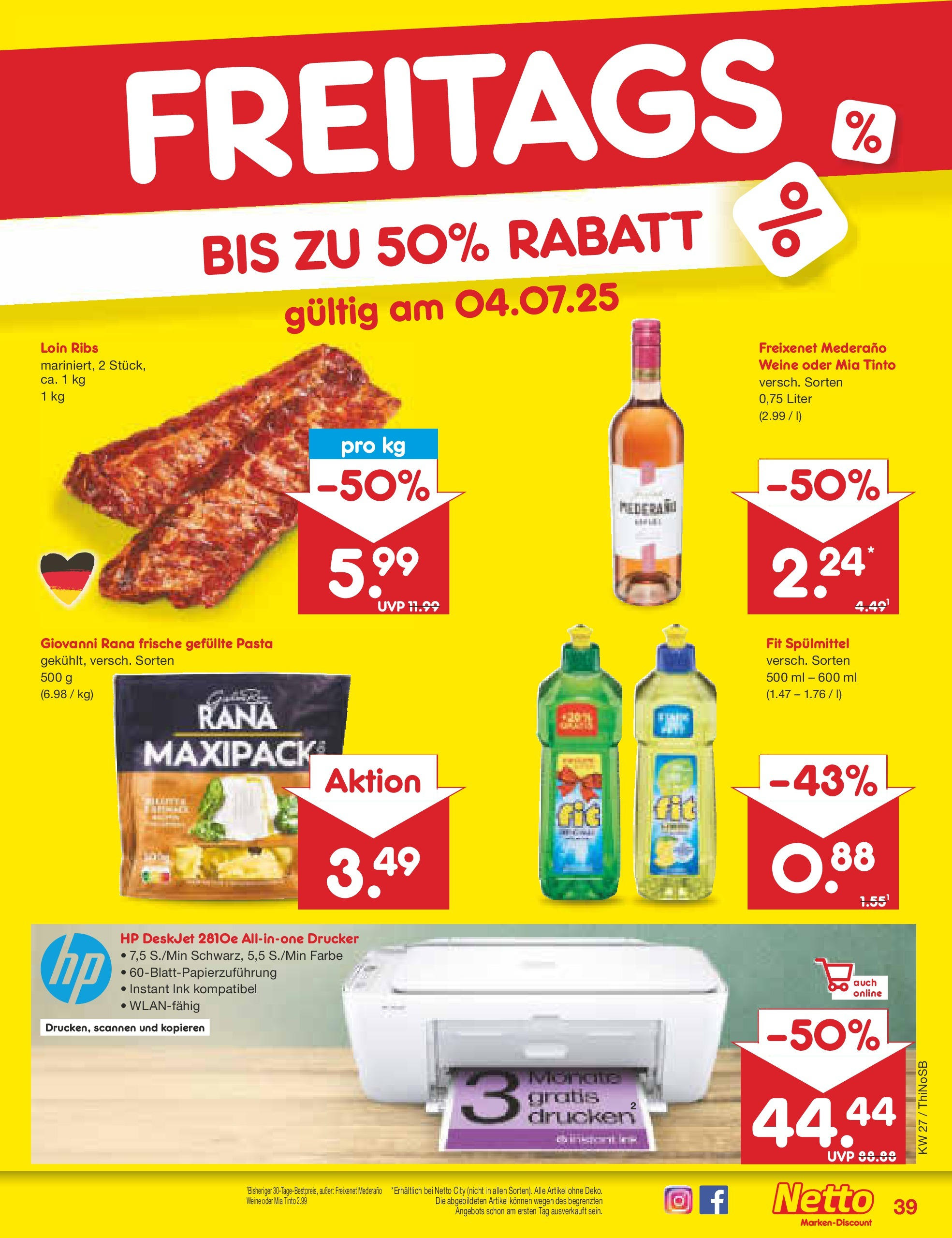 Netto Marken-Discount prospekt Spremberg (ab 29.06.2025) » Angebote | Seite: 61 | Produkte: HP, Freixenet, Freixenet mederano, Pasta Netto Marken-Discount prospekt Spremberg (ab 29.06.2025) » Angebote | Seite: 61 | Produkte: HP, Freixenet, Freixenet mederano, Pasta