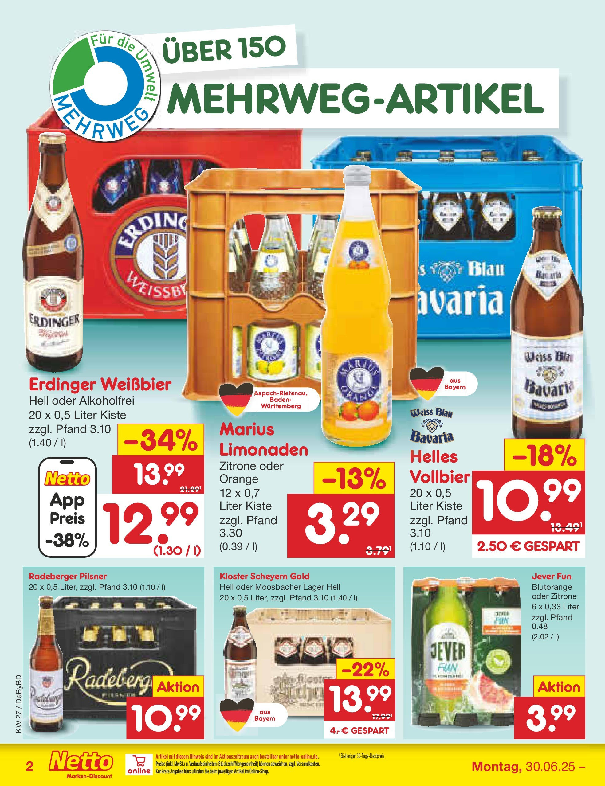 Netto Marken-Discount prospekt Buttenwiesen (ab 29.06.2025) » Angebote | Seite: 30 | Produkte: Erdinger, Weißbier, Zitrone, Radeberger pilsner Netto Marken-Discount prospekt Buttenwiesen (ab 29.06.2025) » Angebote | Seite: 30 | Produkte: Erdinger, Weißbier, Zitrone, Radeberger pilsner